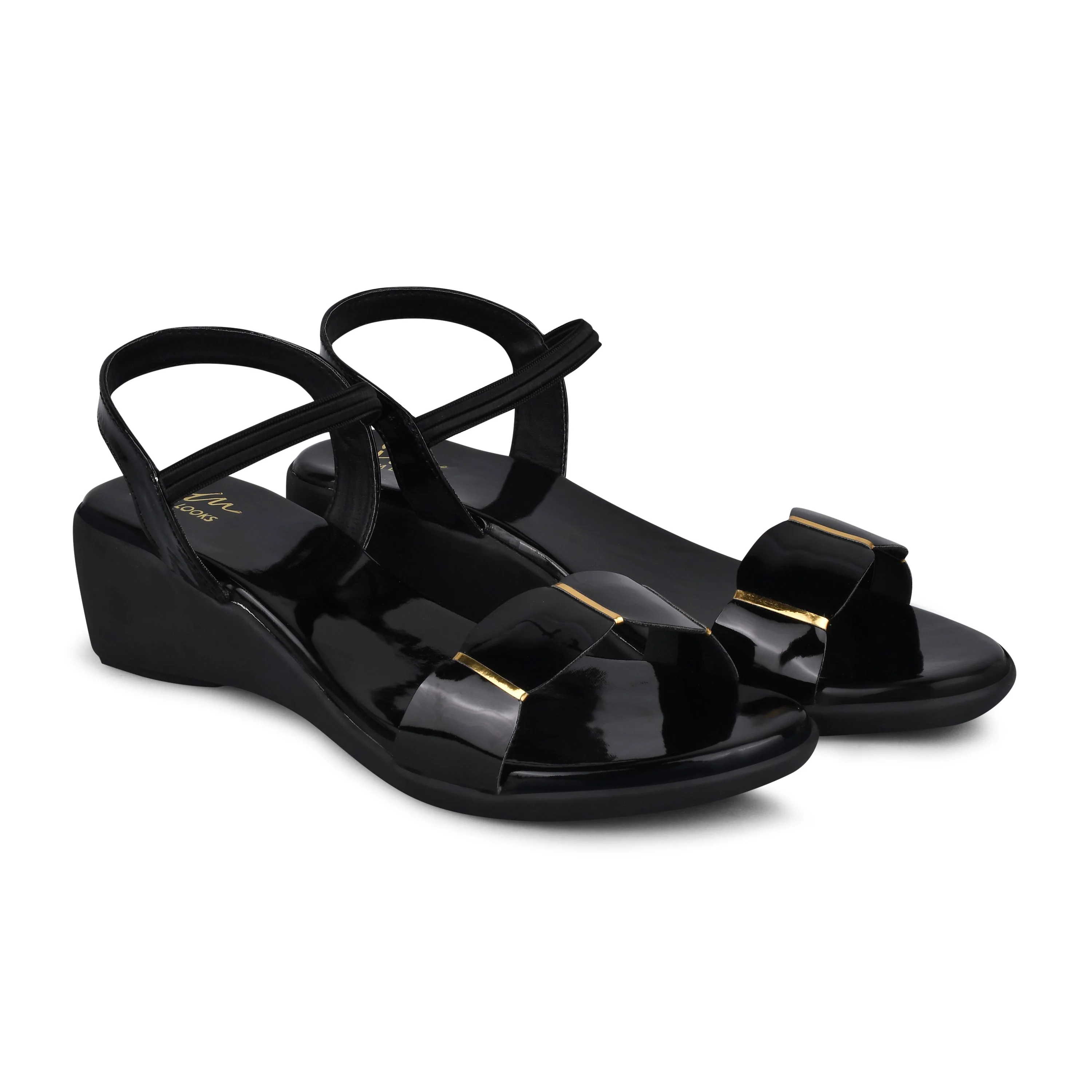 Jm Looks Patent Wedge Slingback Sandals - Image 3