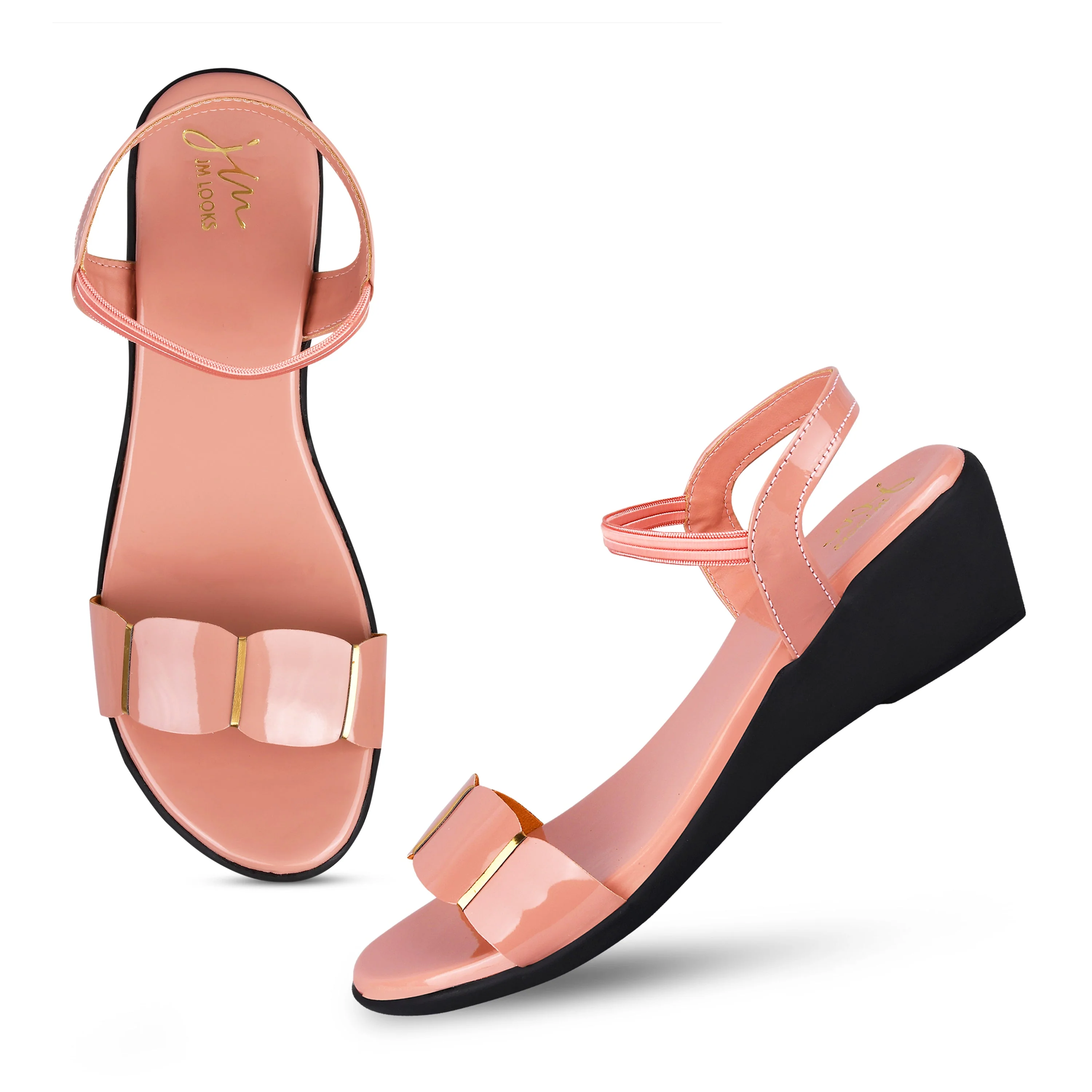 Jm Looks Patent Wedge Slingback Sandals - Image 6