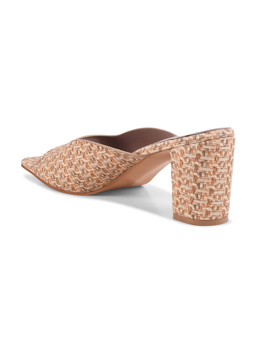 Textured Block Heel Mule Sandals with Open Toe - Image 12