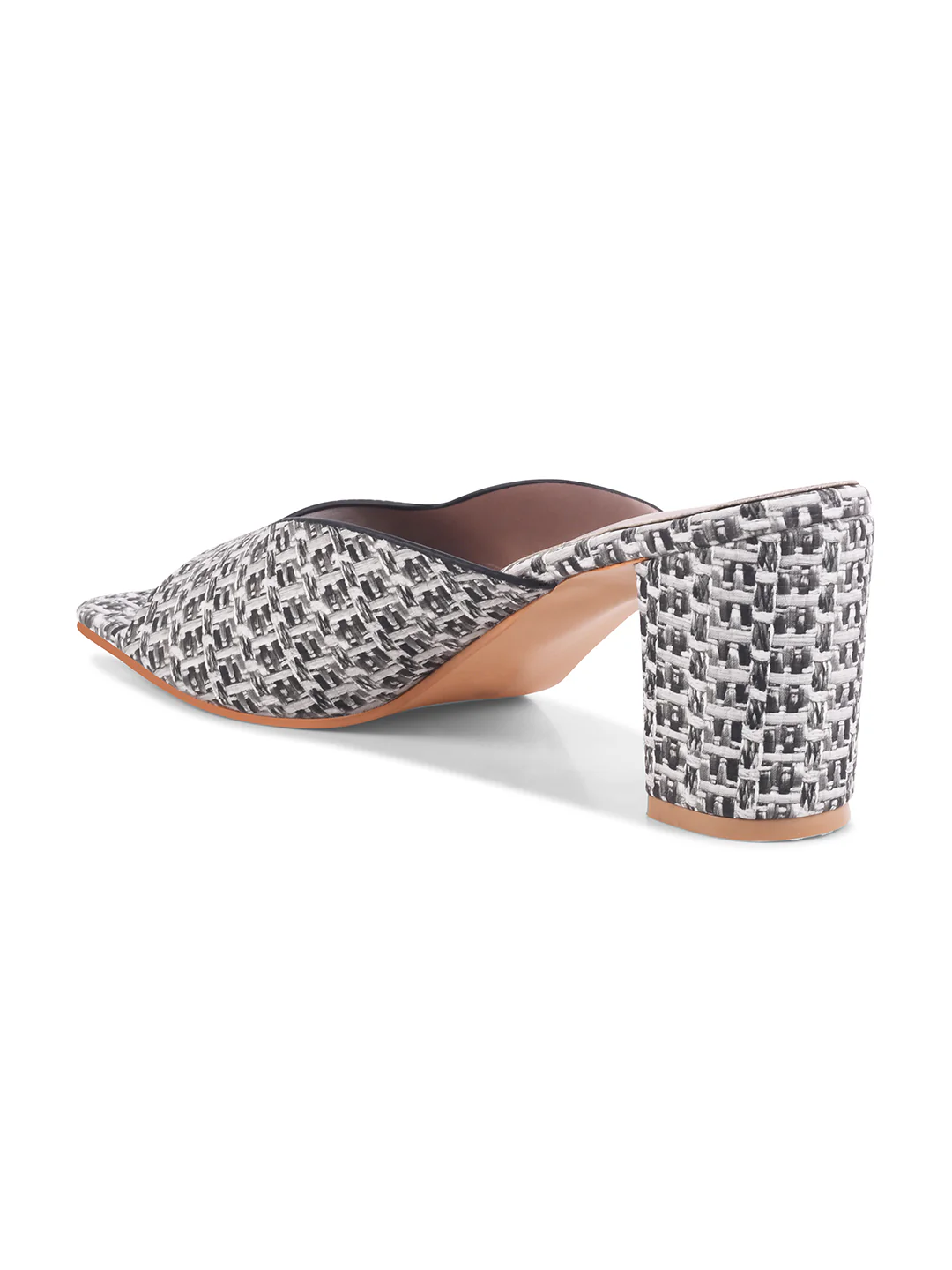Textured Block Heel Mule Sandals with Open Toe - Image 5