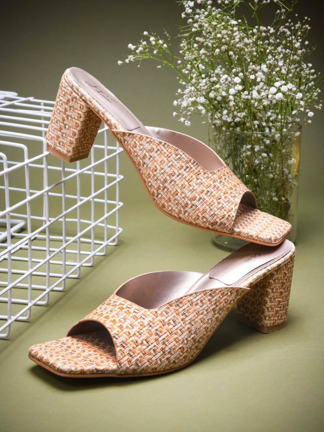 Textured Block Heel Mule Sandals with Open Toe - Image 7