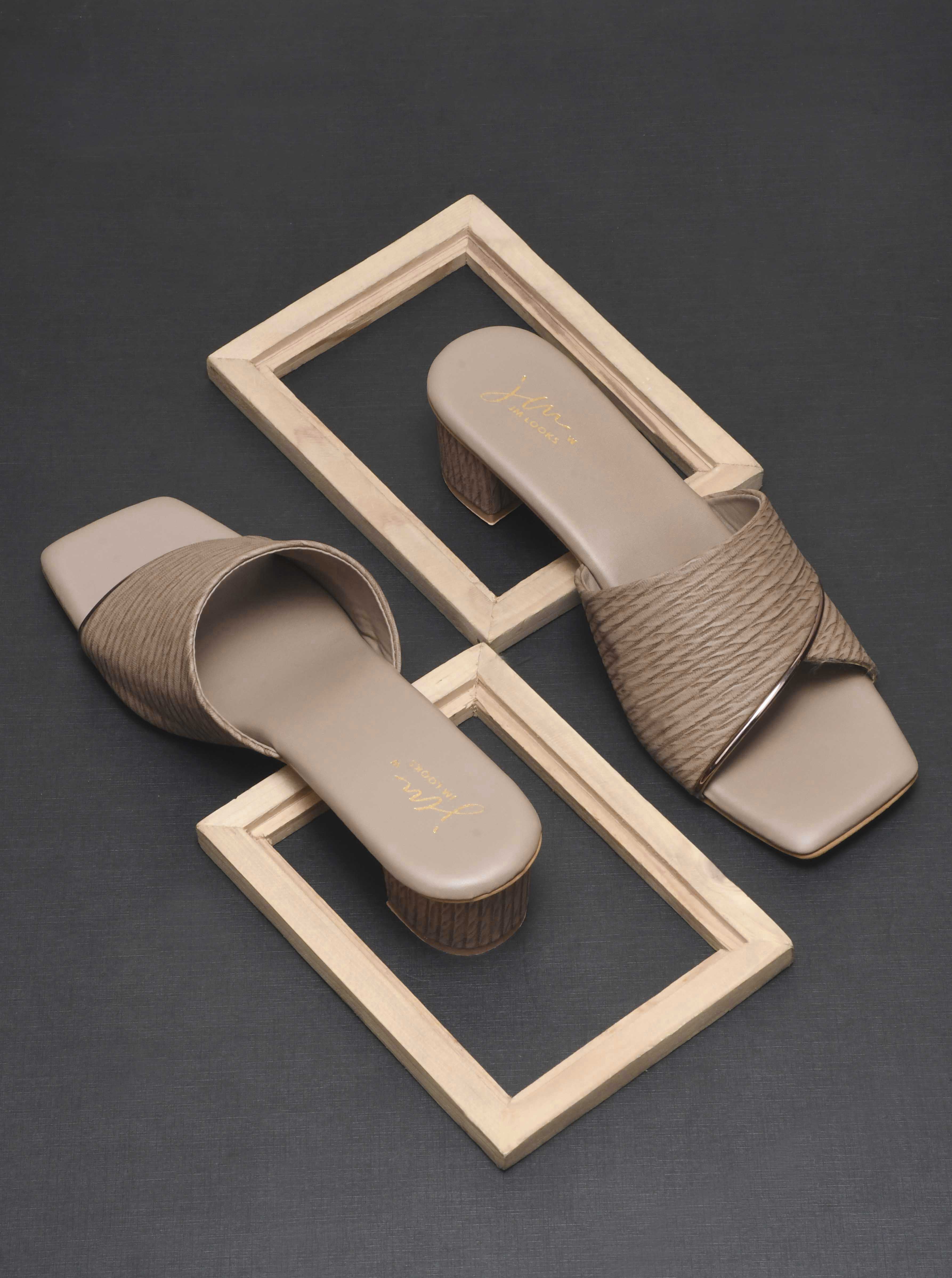 Jm Looks Textured Strap Block Heel Slides - Image 2