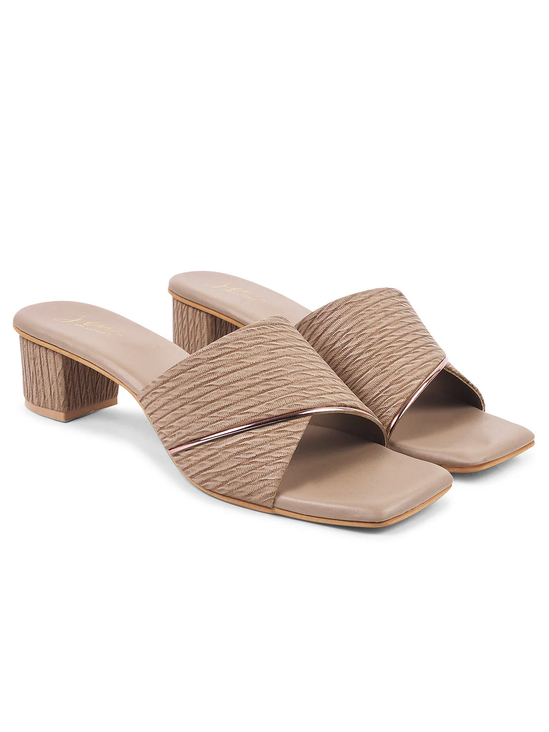 Jm Looks Textured Strap Block Heel Slides - Image 6