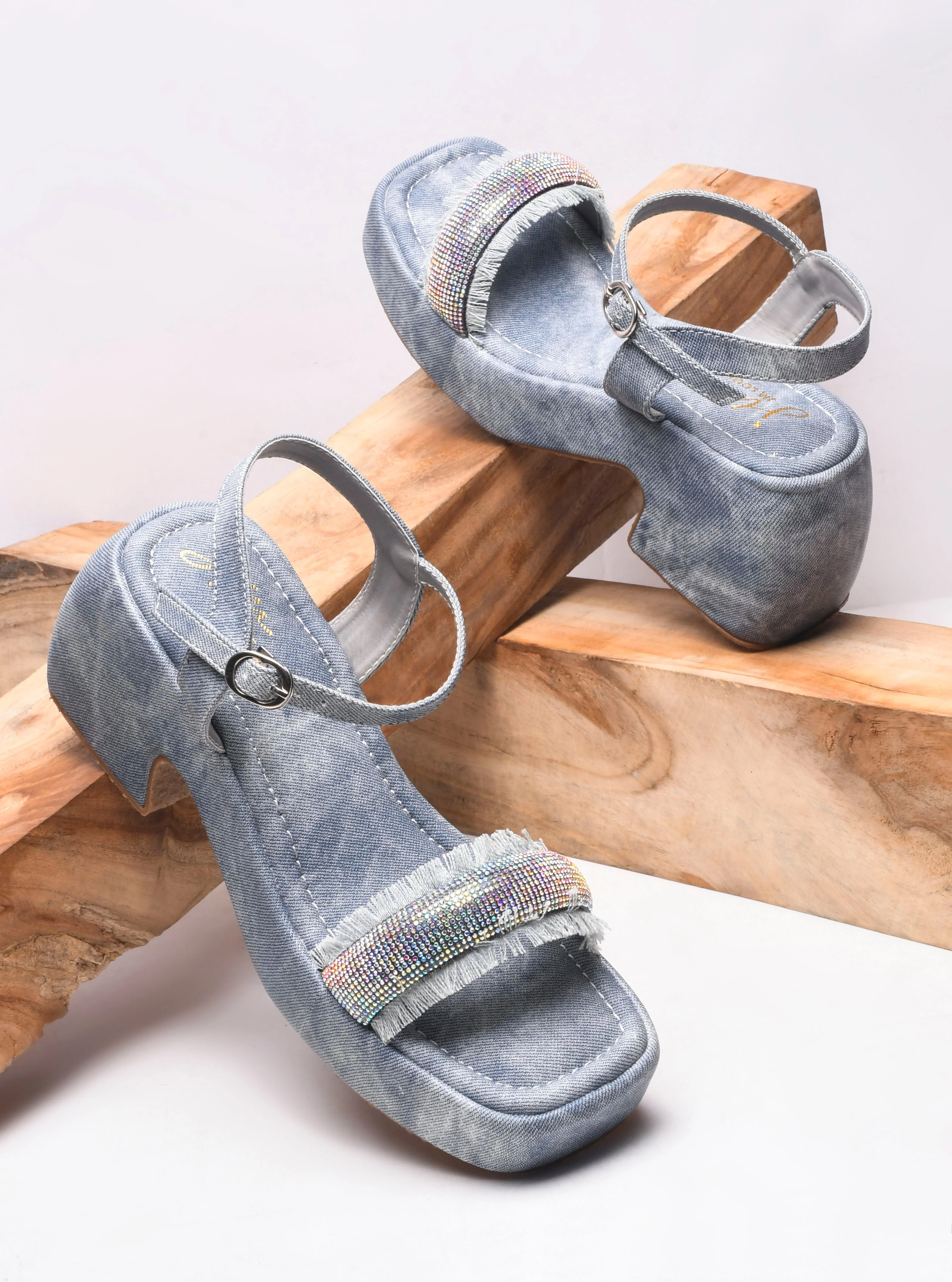 Jm Looks Rhinestone Fringe Platform Sandals - Image 13