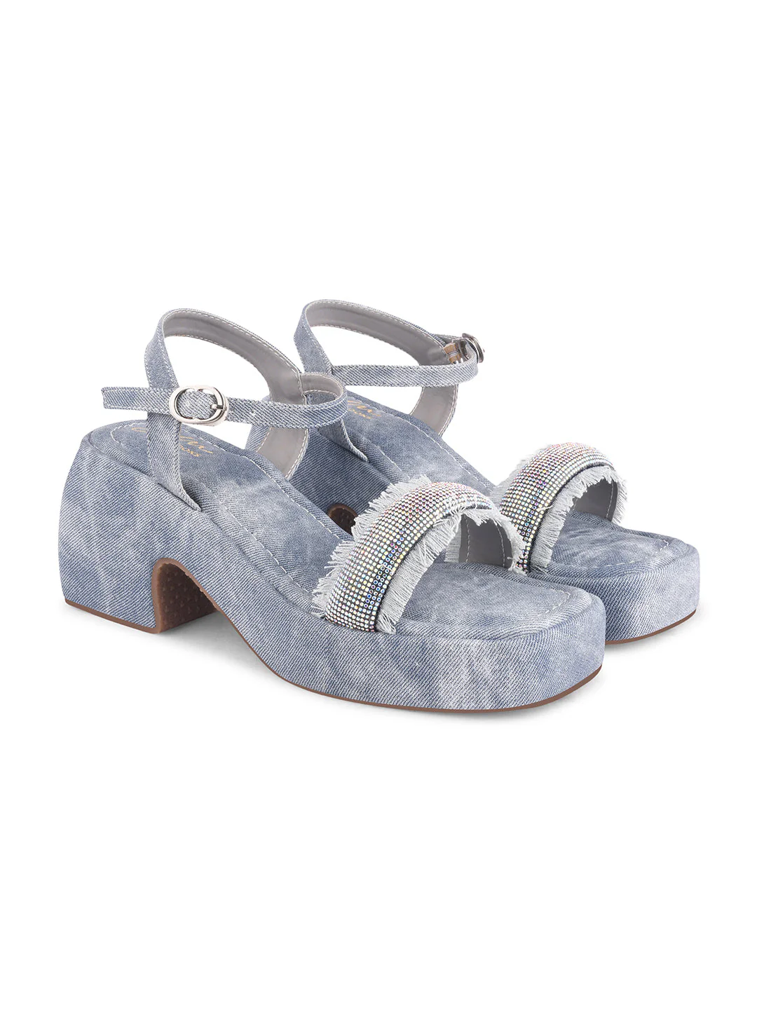 Jm Looks Rhinestone Fringe Platform Sandals - Image 17