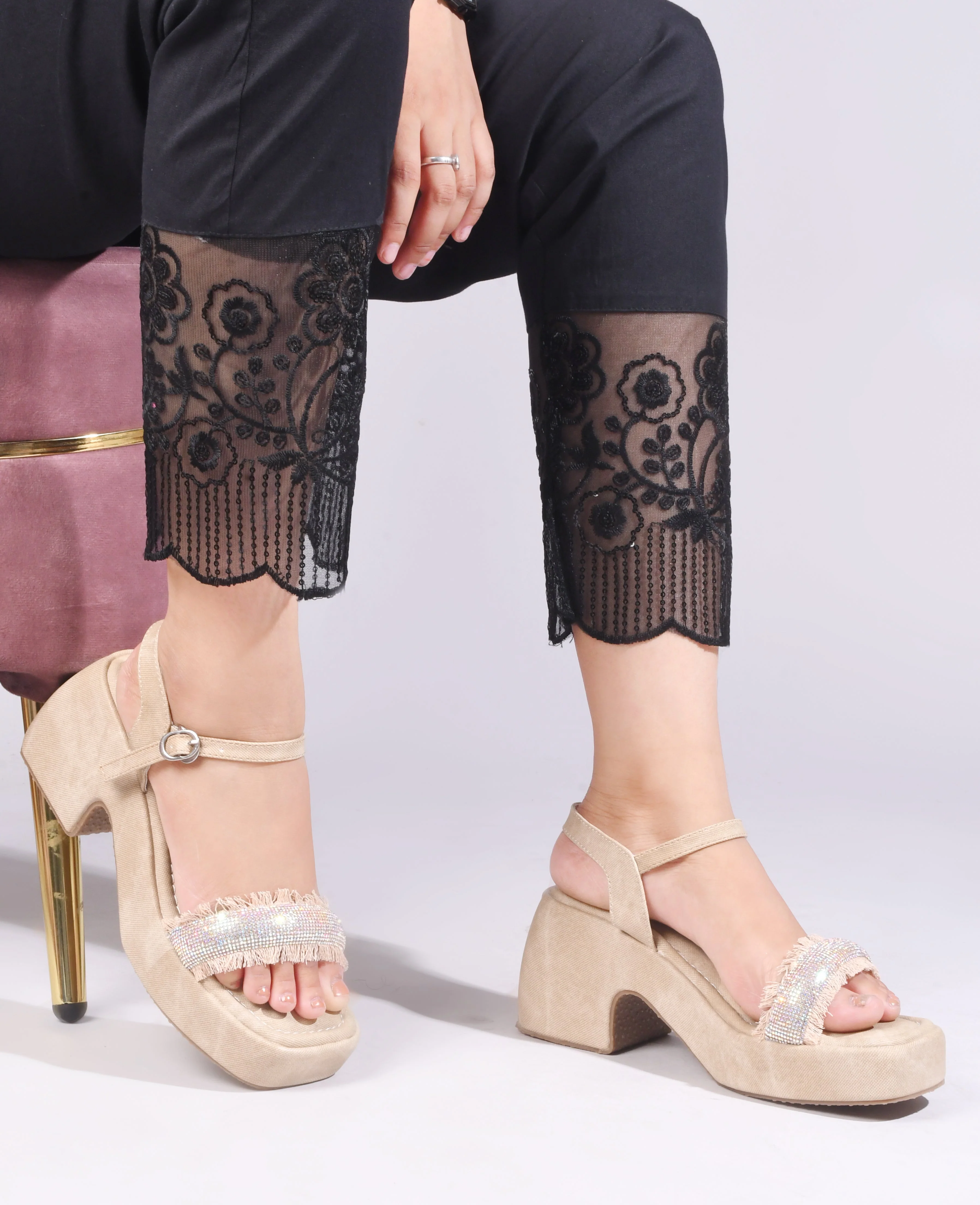Jm Looks Rhinestone Fringe Platform Sandals - Image 3