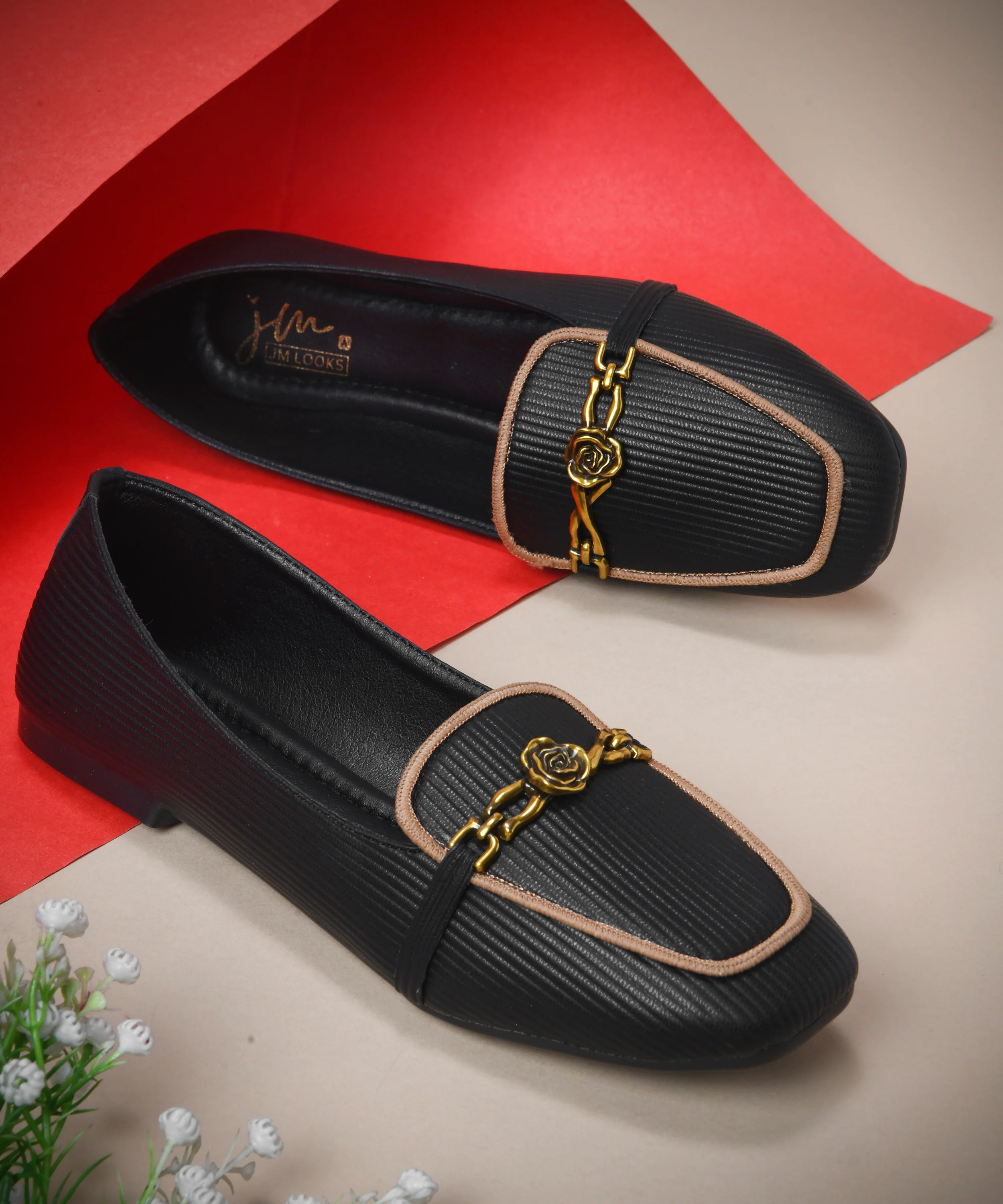 Textured Loafers with Chain Detail & Cushioned Sole
