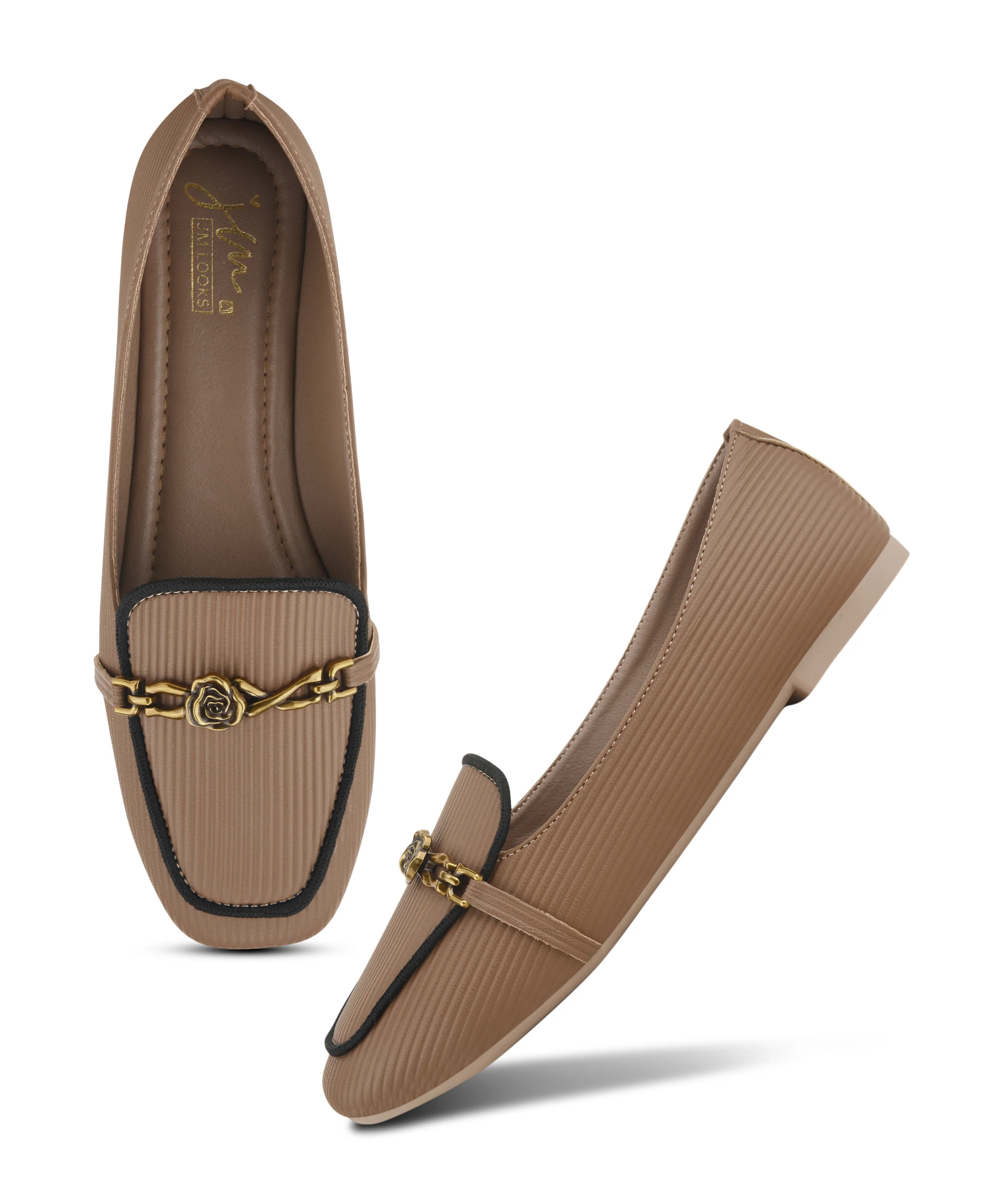 Textured Loafers with Chain Detail & Cushioned Sole - Image 18