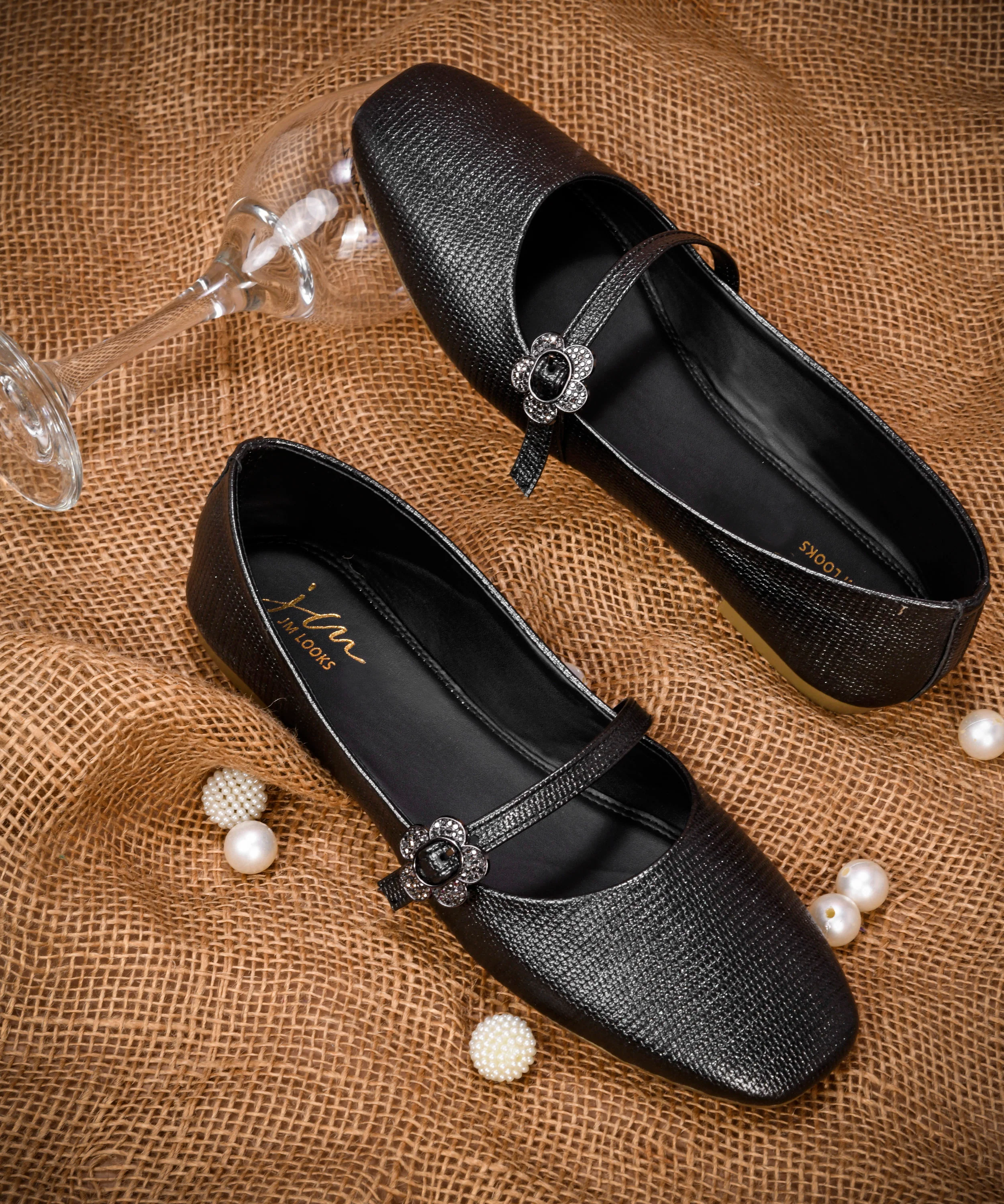 Textured Loafers with Flower Buckle Detail
