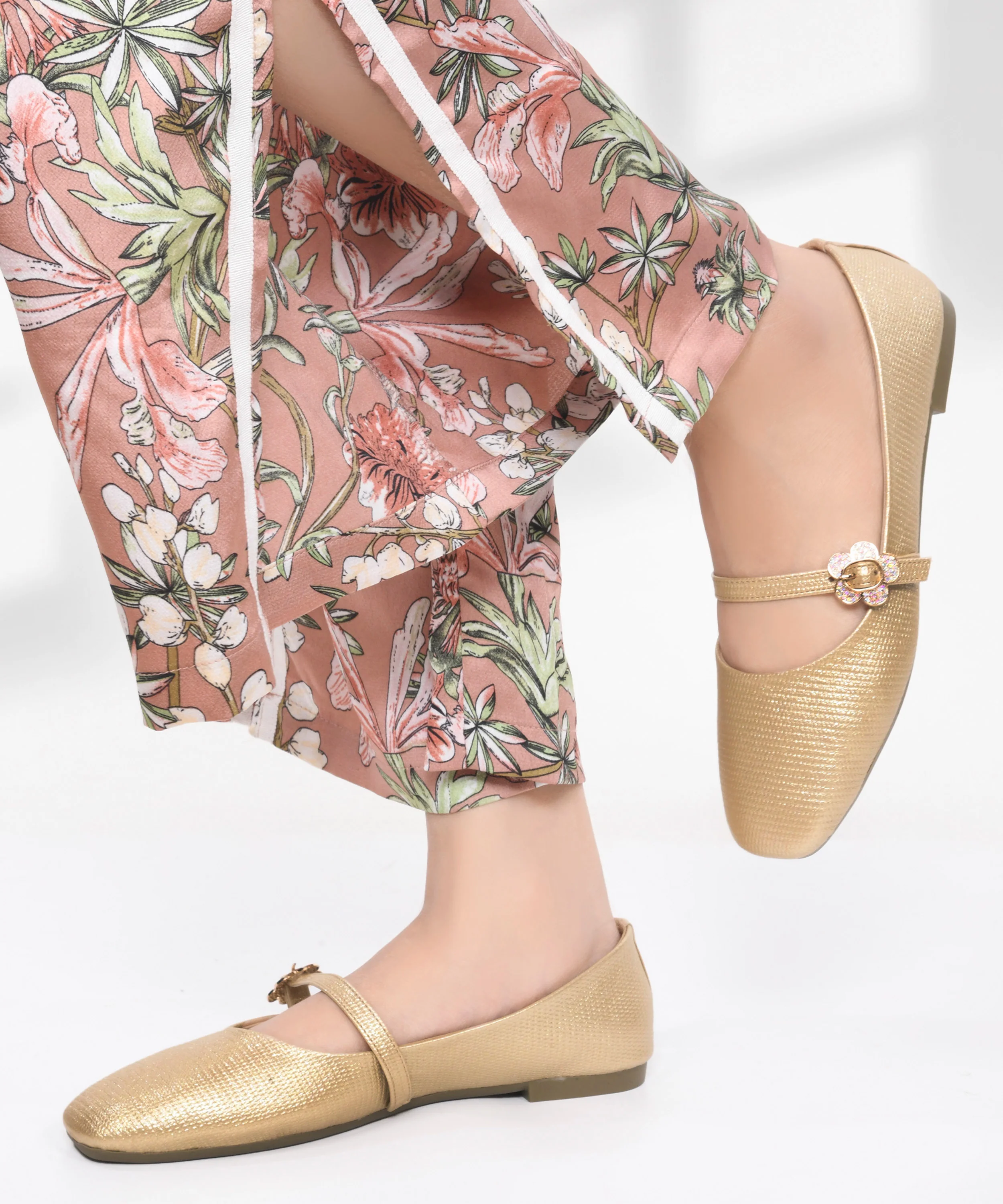 Textured Loafers with Flower Buckle Detail - Image 10