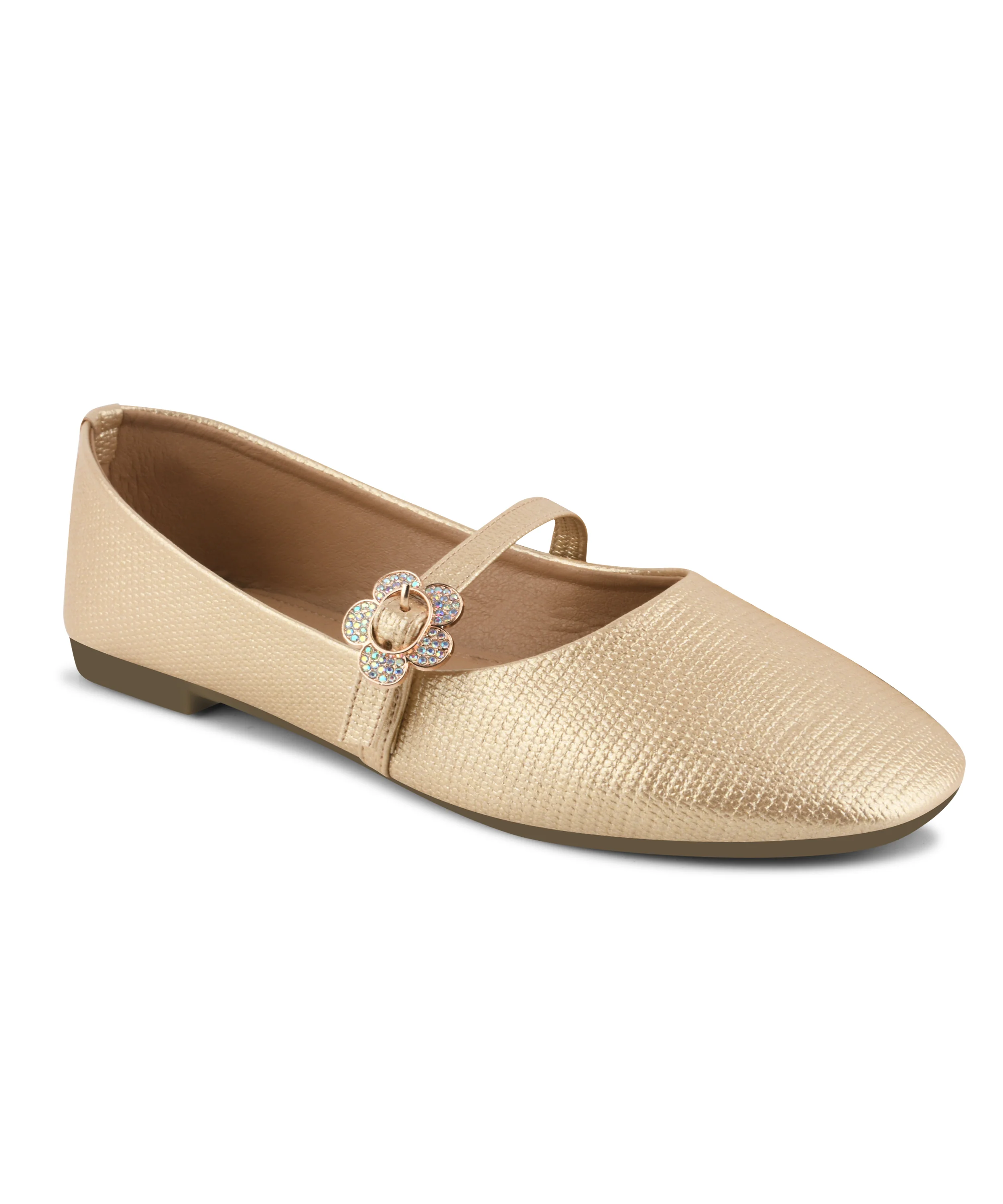 Textured Loafers with Flower Buckle Detail - Image 12
