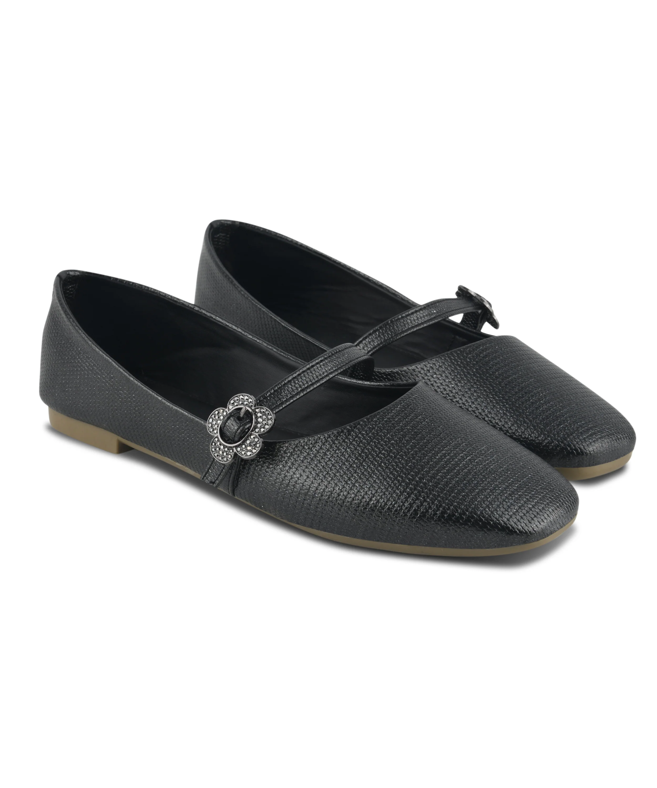Textured Loafers with Flower Buckle Detail - Image 6