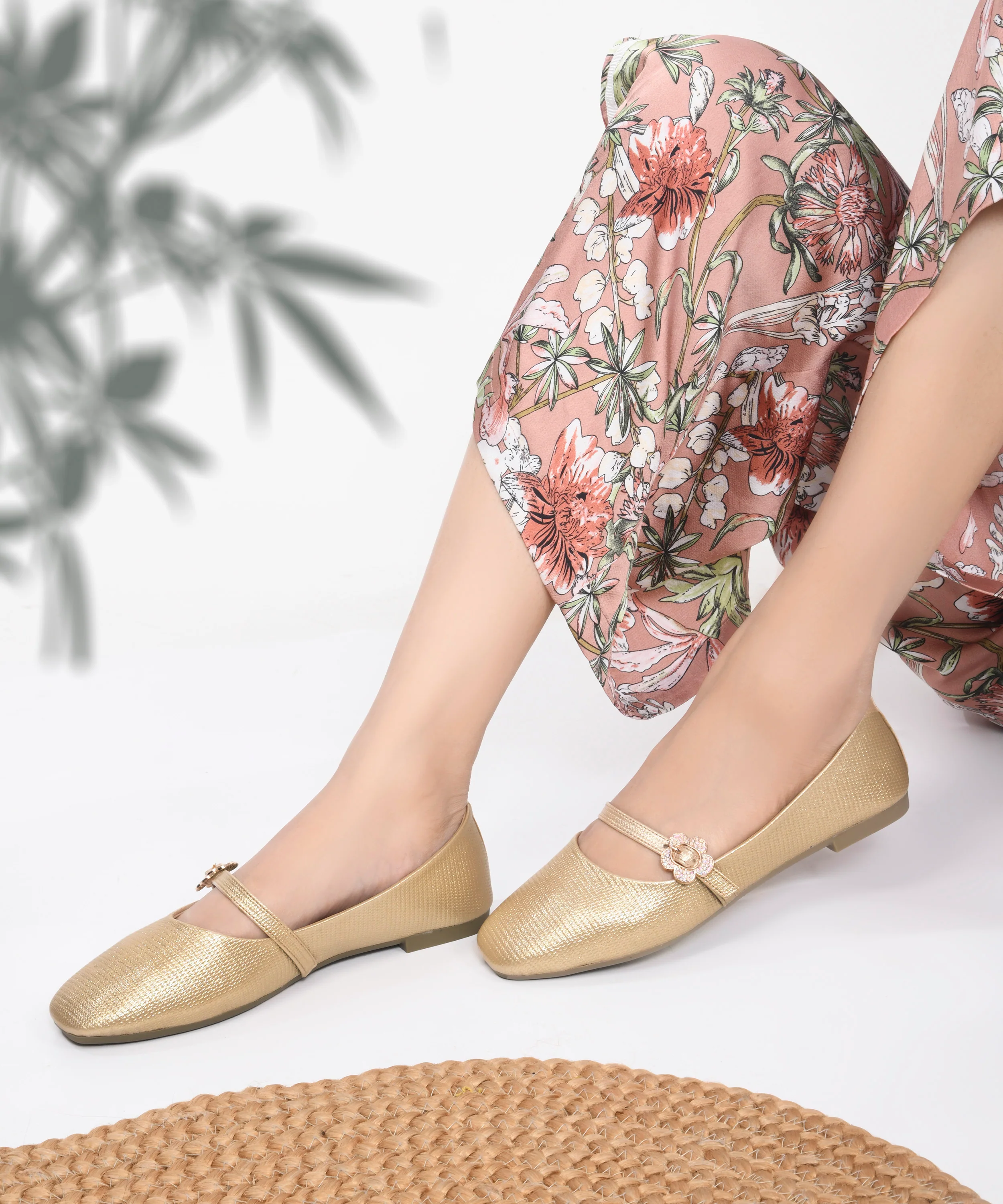 Textured Loafers with Flower Buckle Detail - Image 9