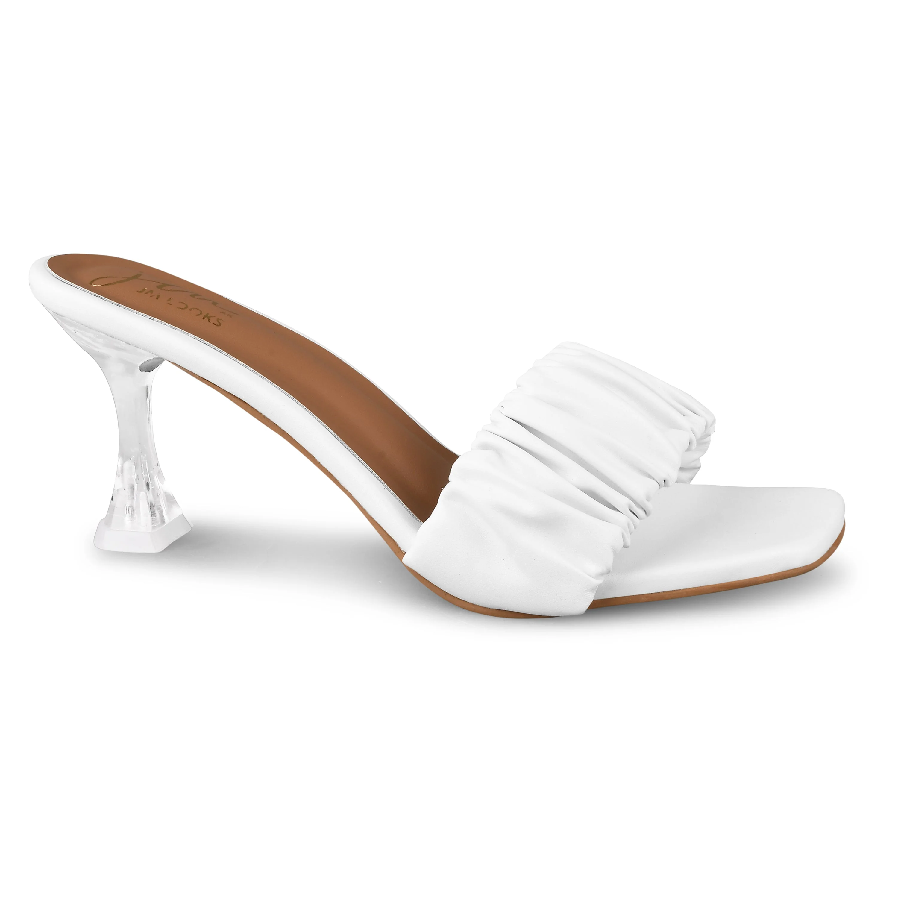 Jm Looks Women's Ruched Strap Clear Heel Mules - Image 12