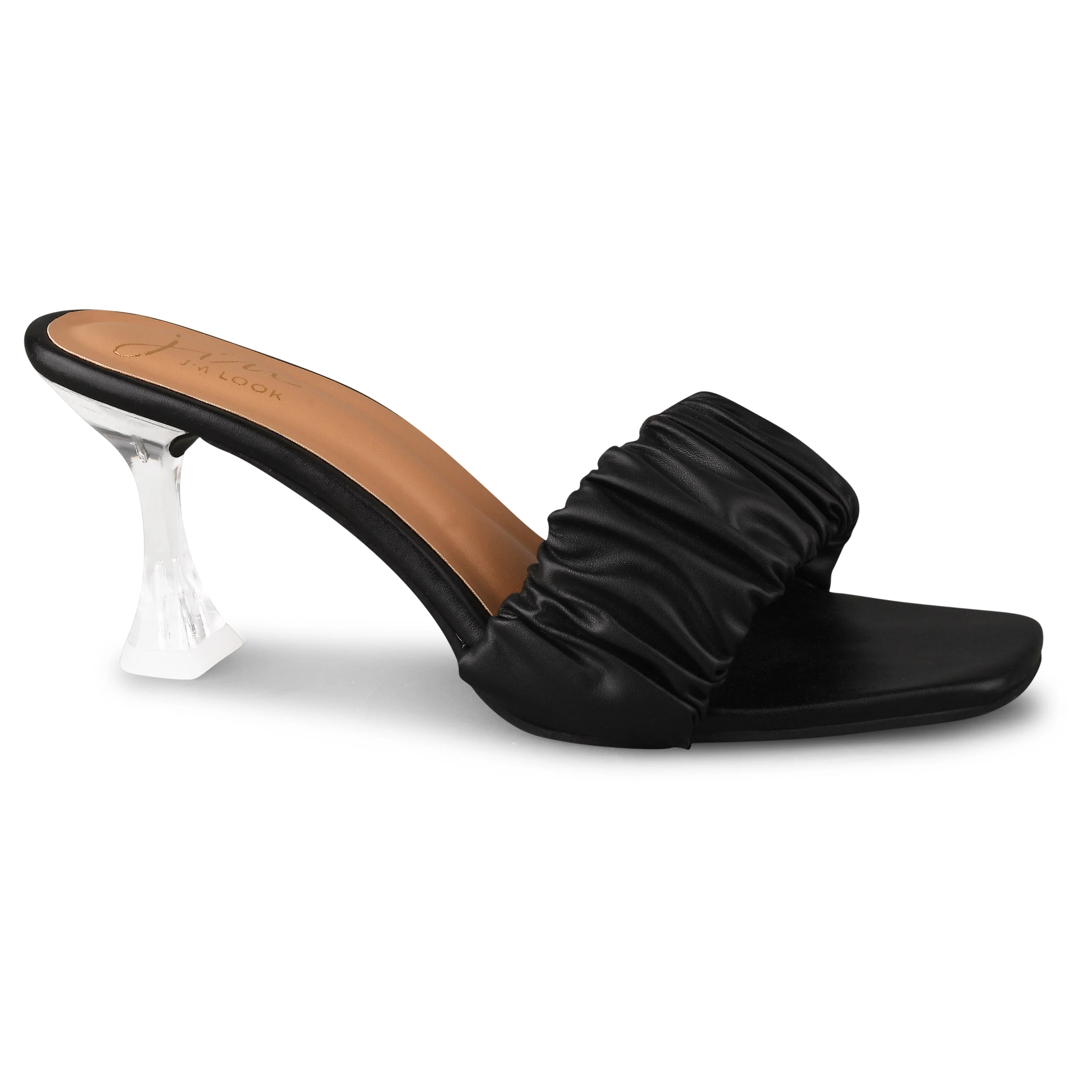 Jm Looks Women's Ruched Strap Clear Heel Mules - Image 6