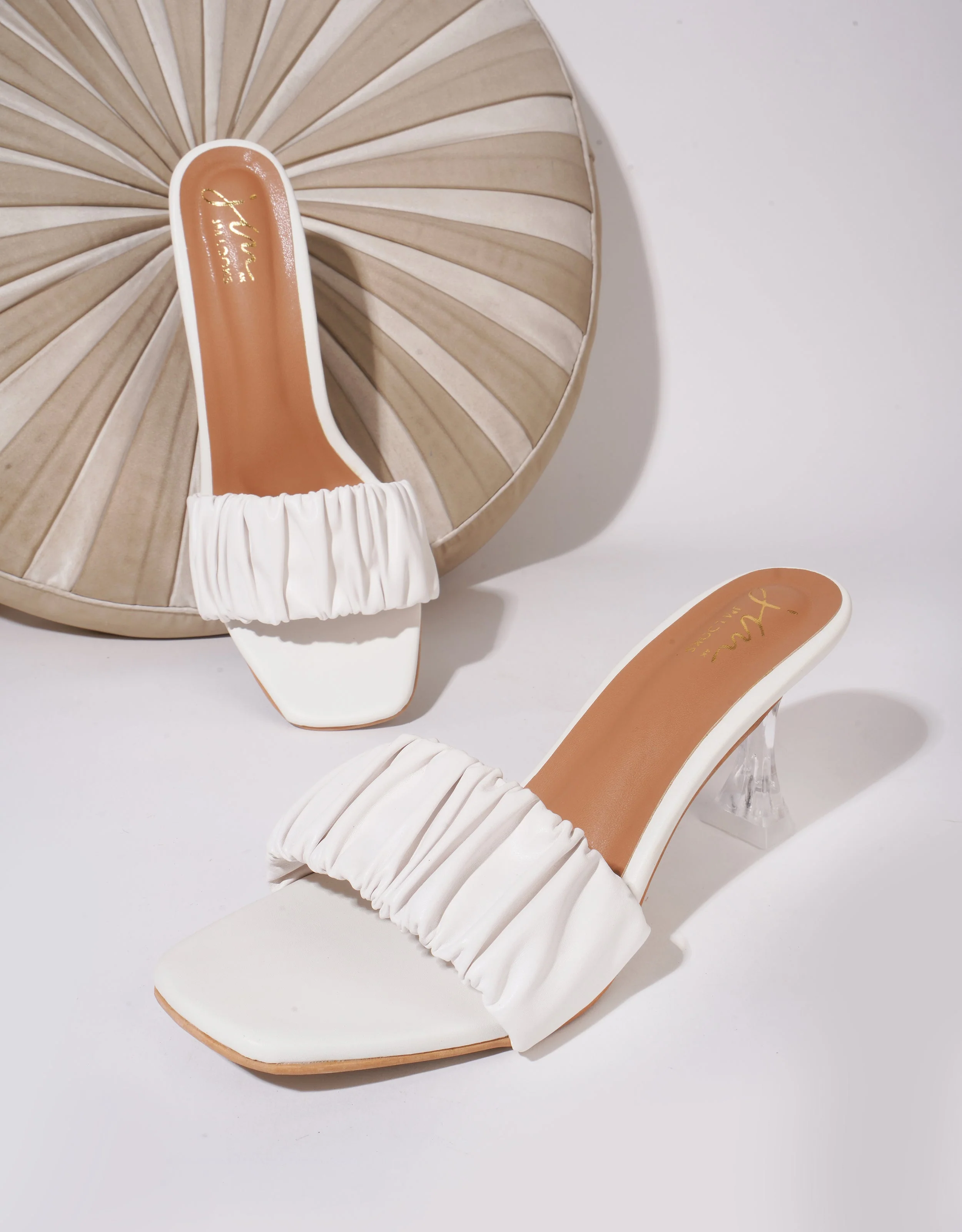 Jm Looks Women's Ruched Strap Clear Heel Mules - Image 8