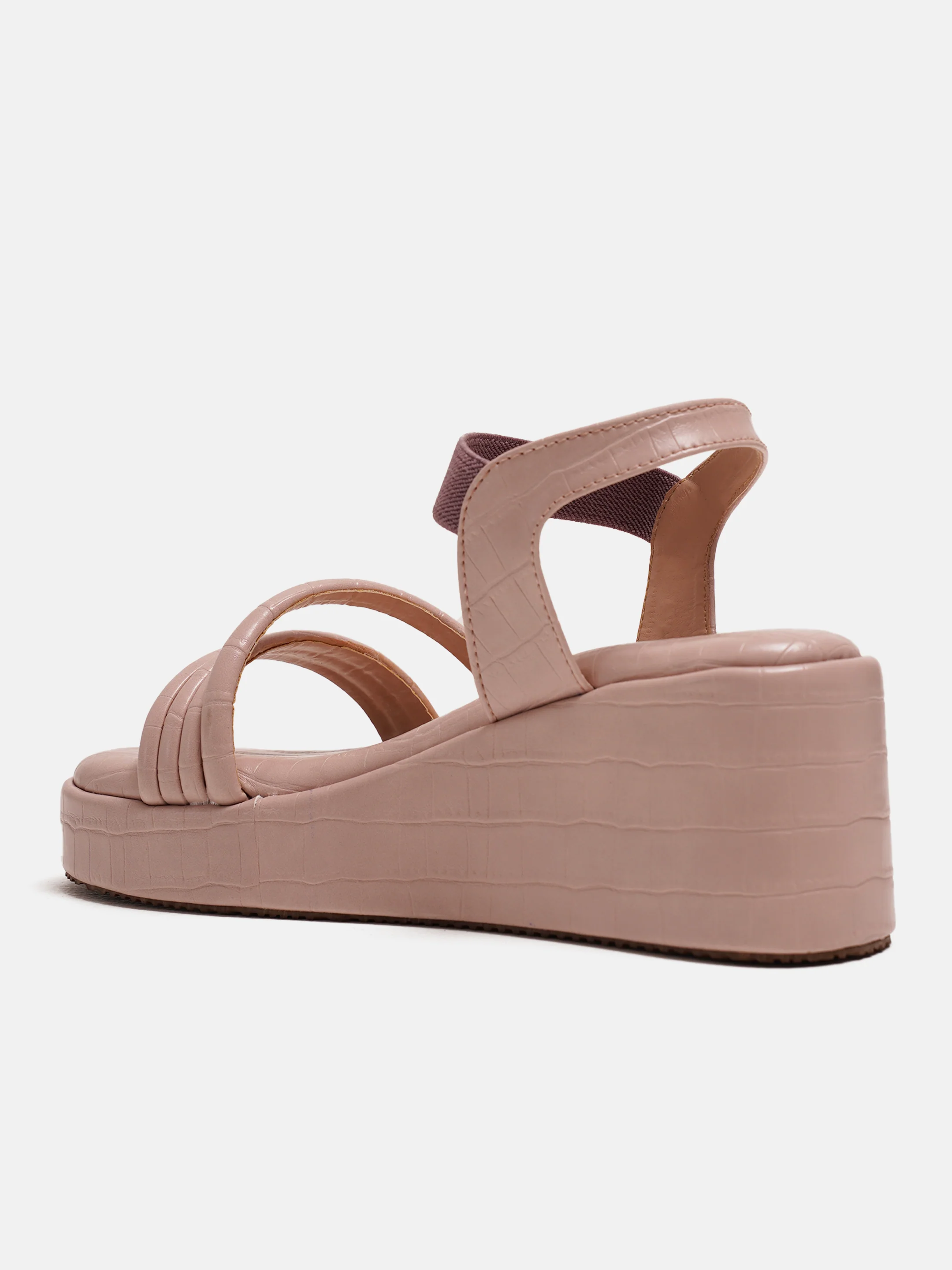 Textured Platform Sandals with Elastic Ankle Strap - Image 13