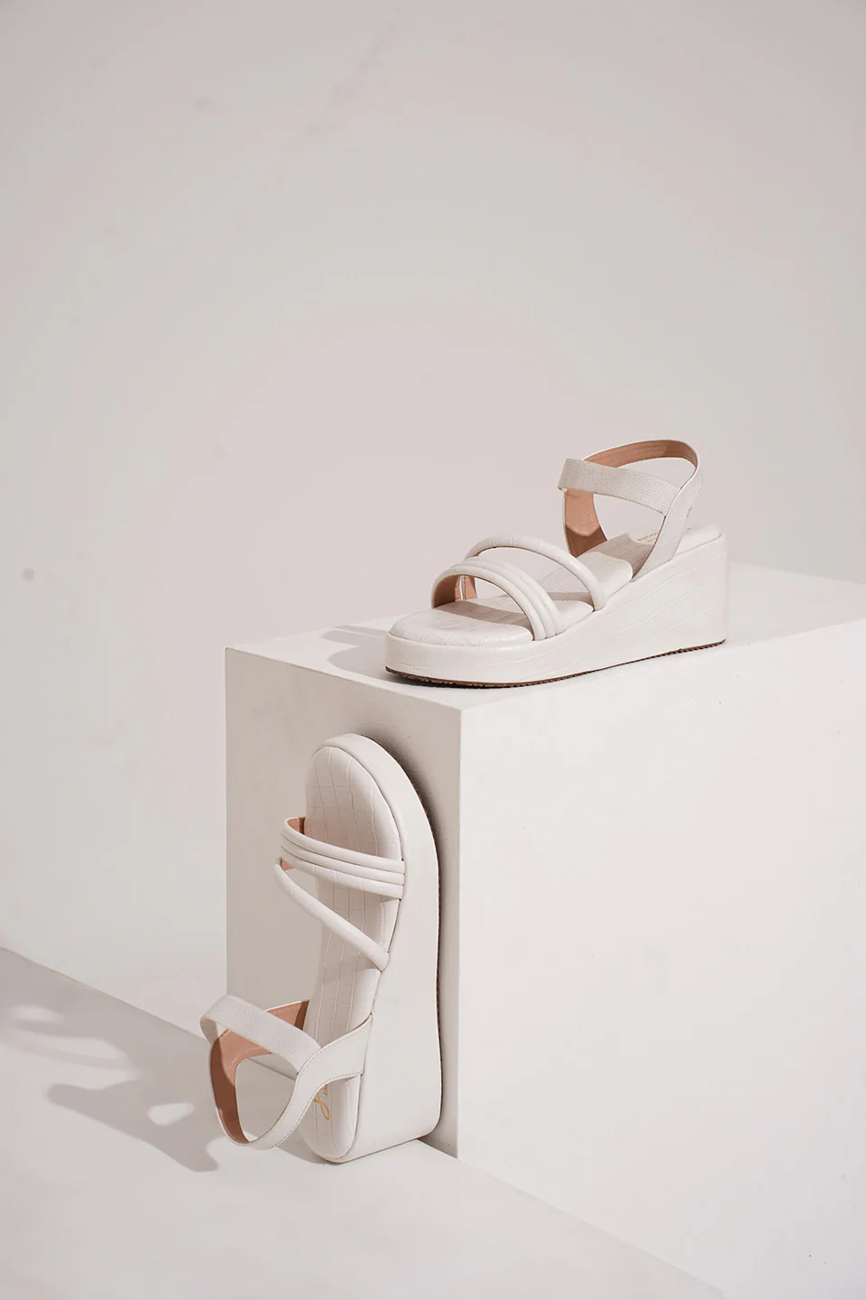 Textured Platform Sandals with Elastic Ankle Strap - Image 18