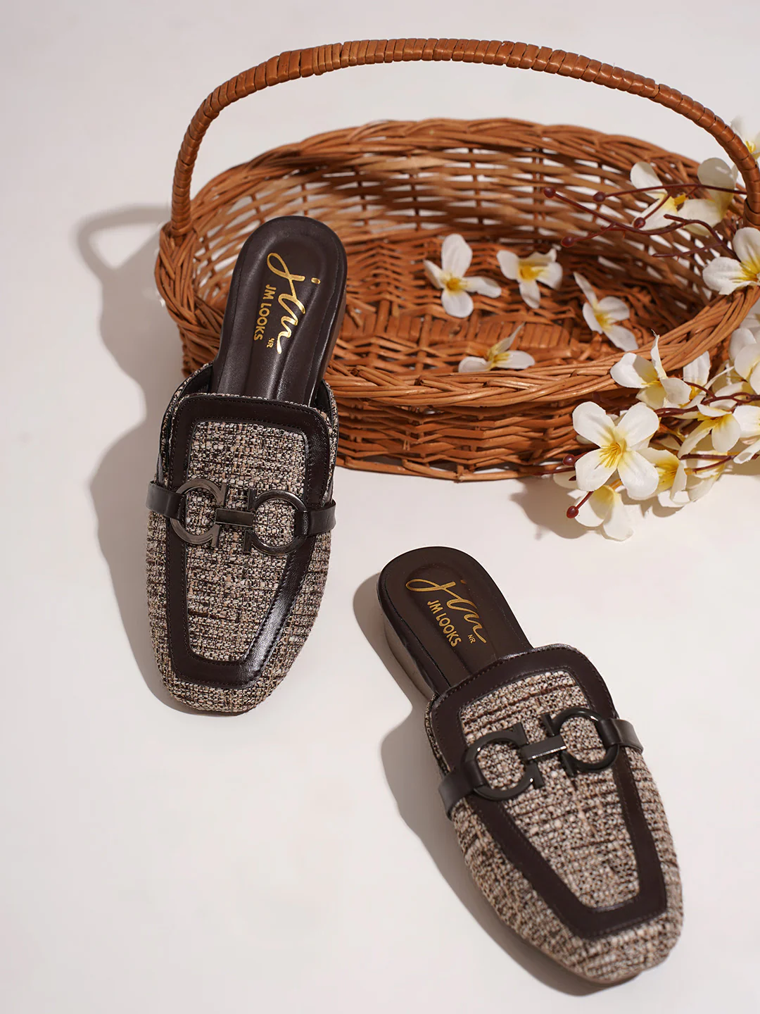Textured Slip-On Loafers with Metal Accent