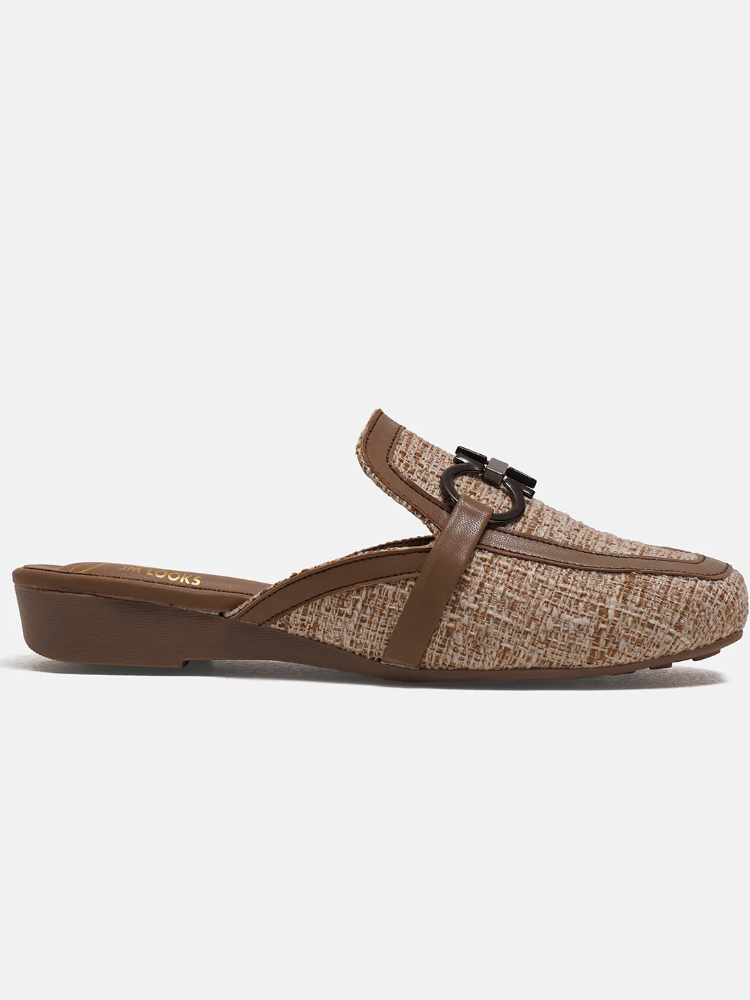 Textured Slip-On Loafers with Metal Accent - Image 4