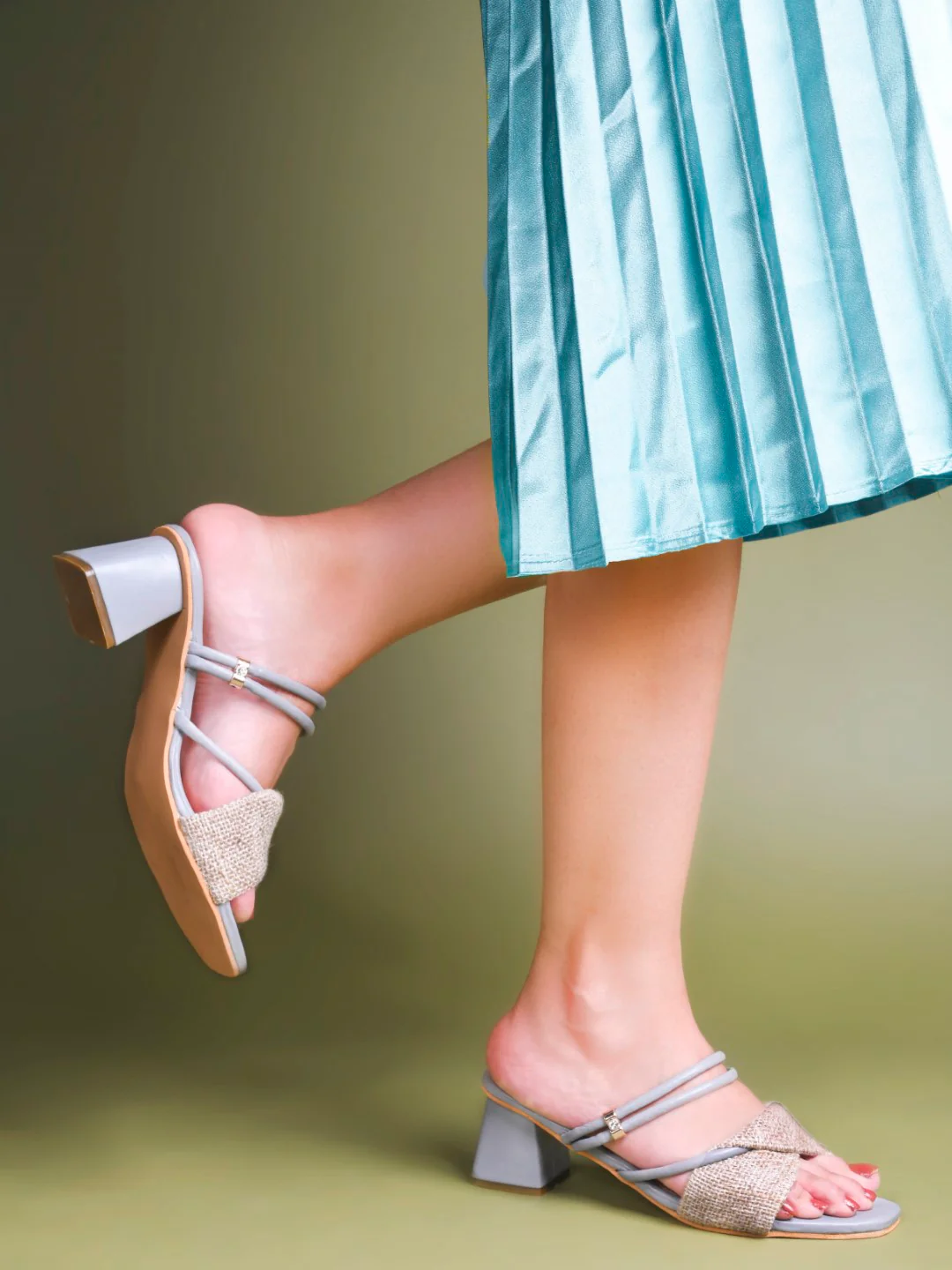 Textured Strap Block Heels - Image 15