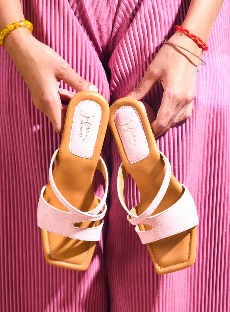 Jm Looks Dual Strap Block Heel Slides - Image 15