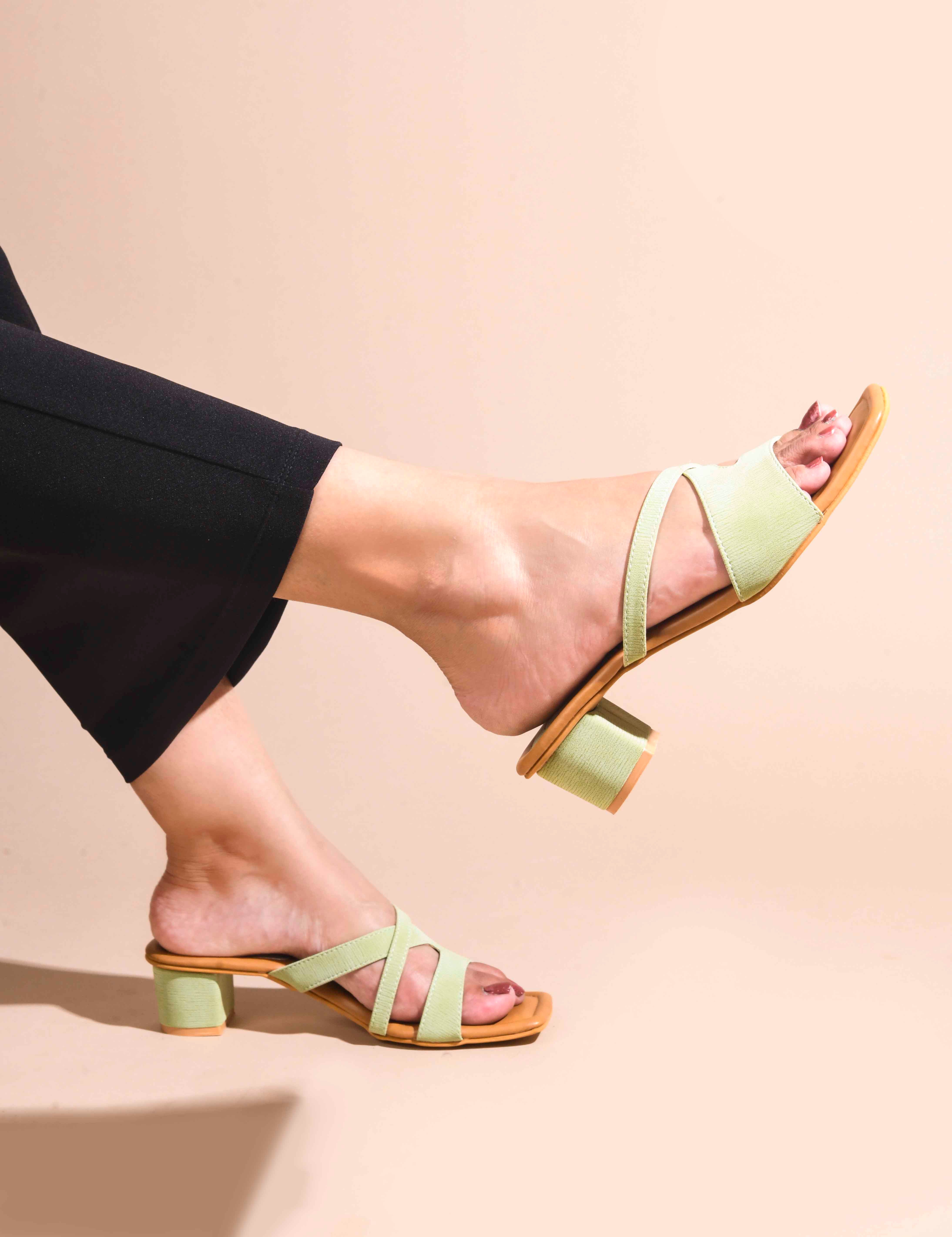 Jm Looks Dual Strap Block Heel Slides - Image 4