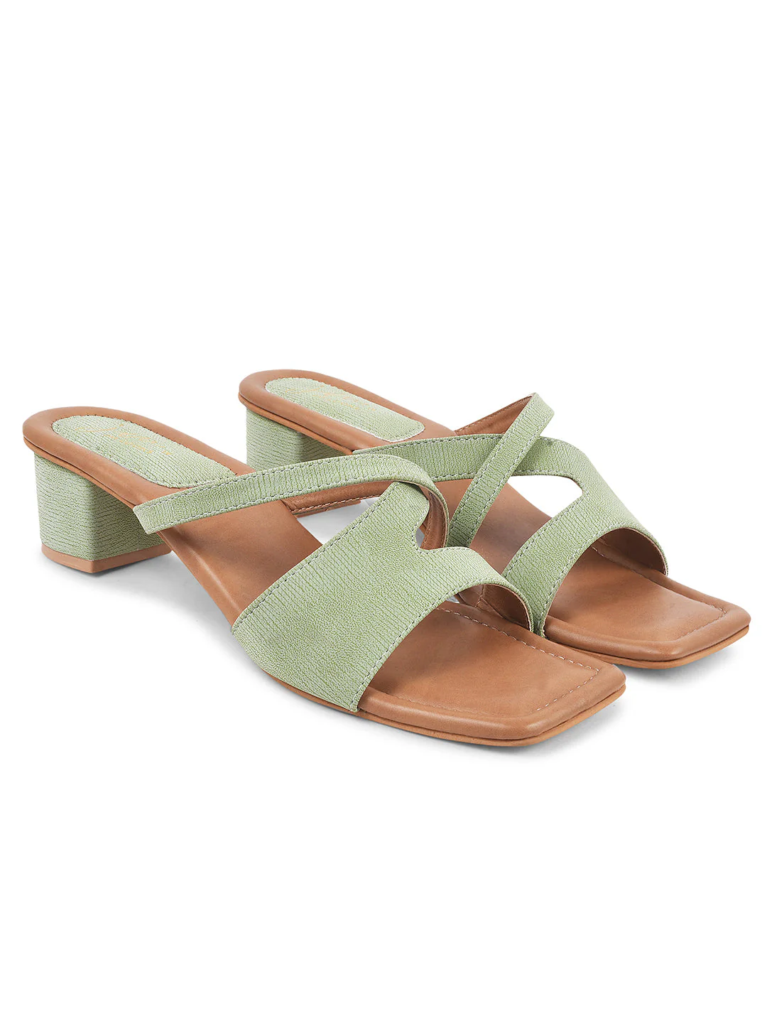 Jm Looks Dual Strap Block Heel Slides - Image 5