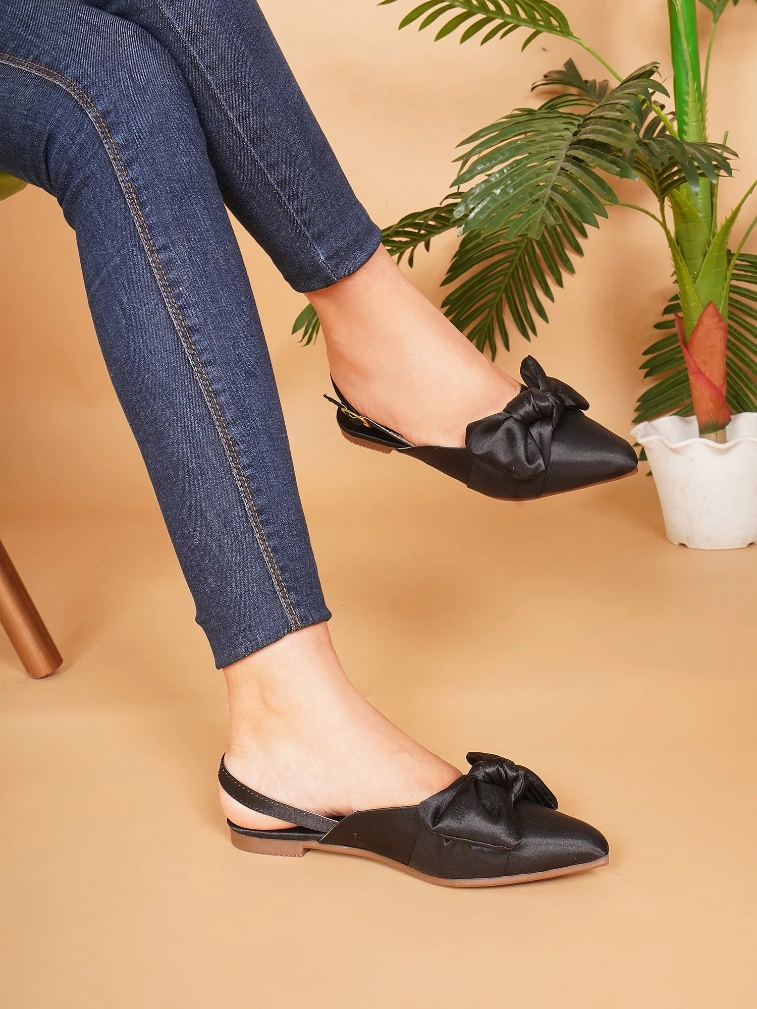 Jm Looks Bow Detail Slingback Flats for Women & Girls