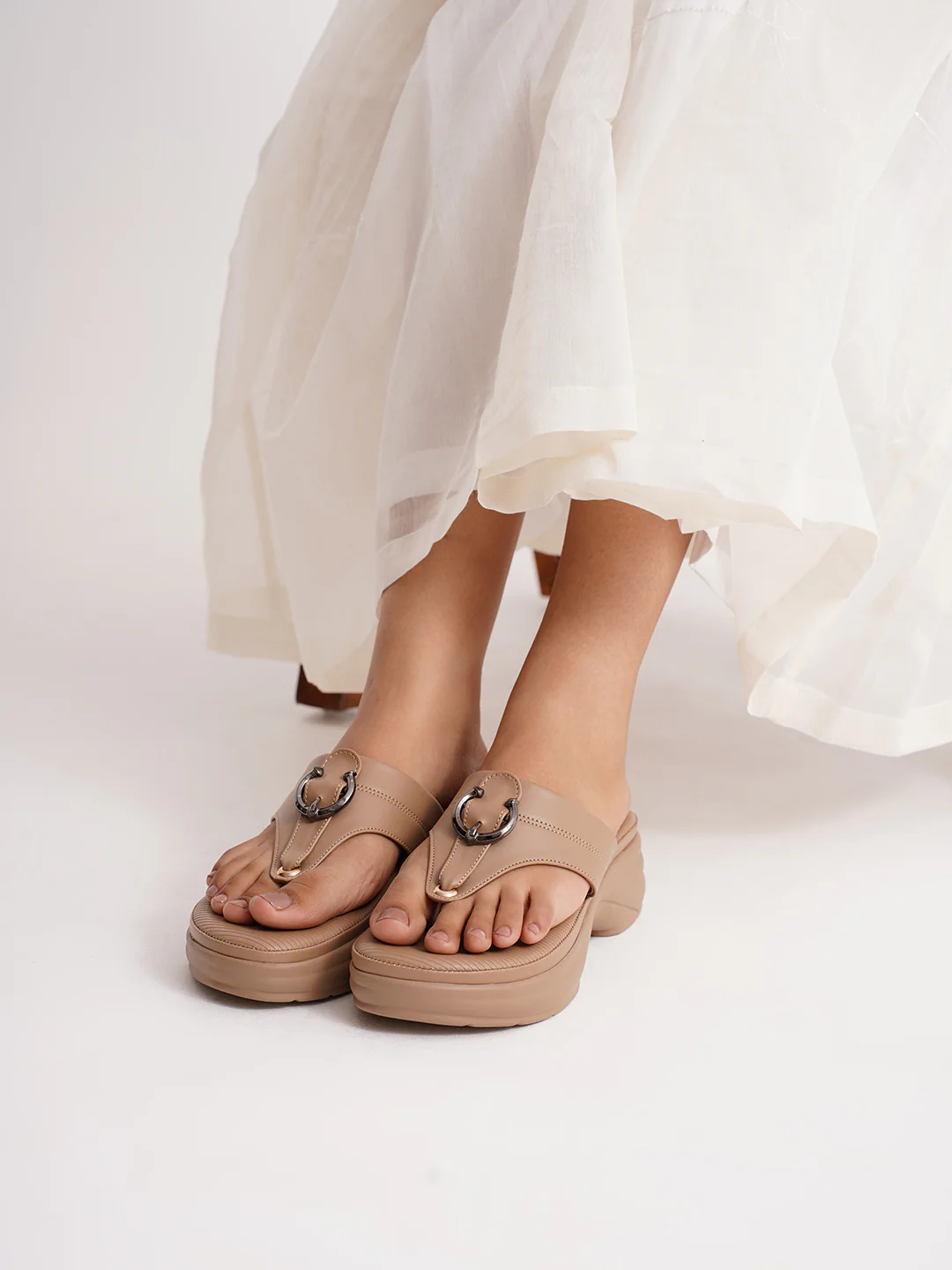 Thong Sandals with Cushioned Platform Sole