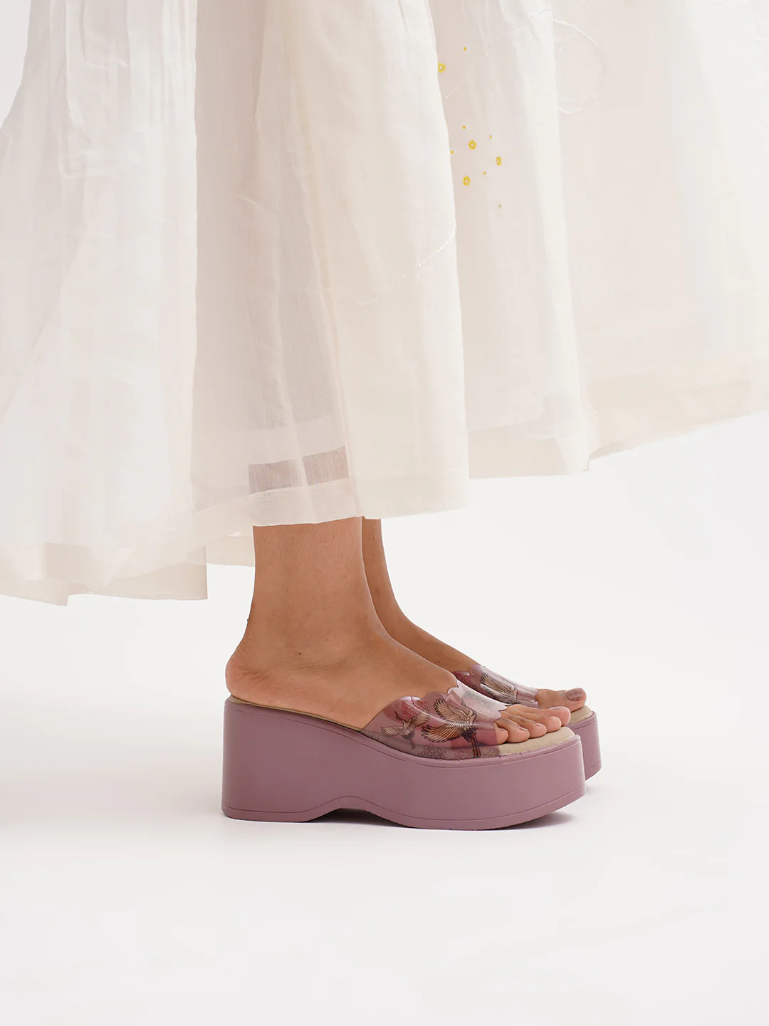Transparent Strap Platform Wedge Slides - Image 10