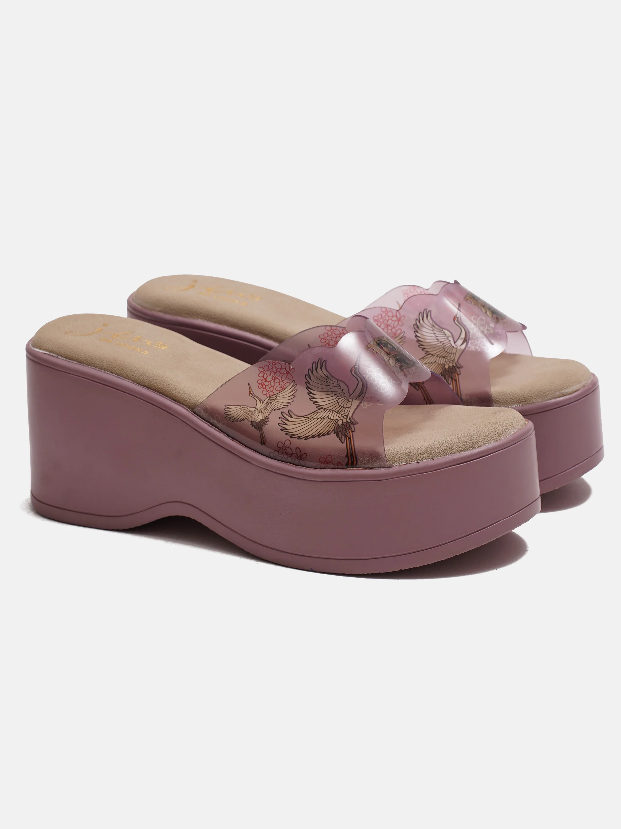 Transparent Strap Platform Wedge Slides - Image 12