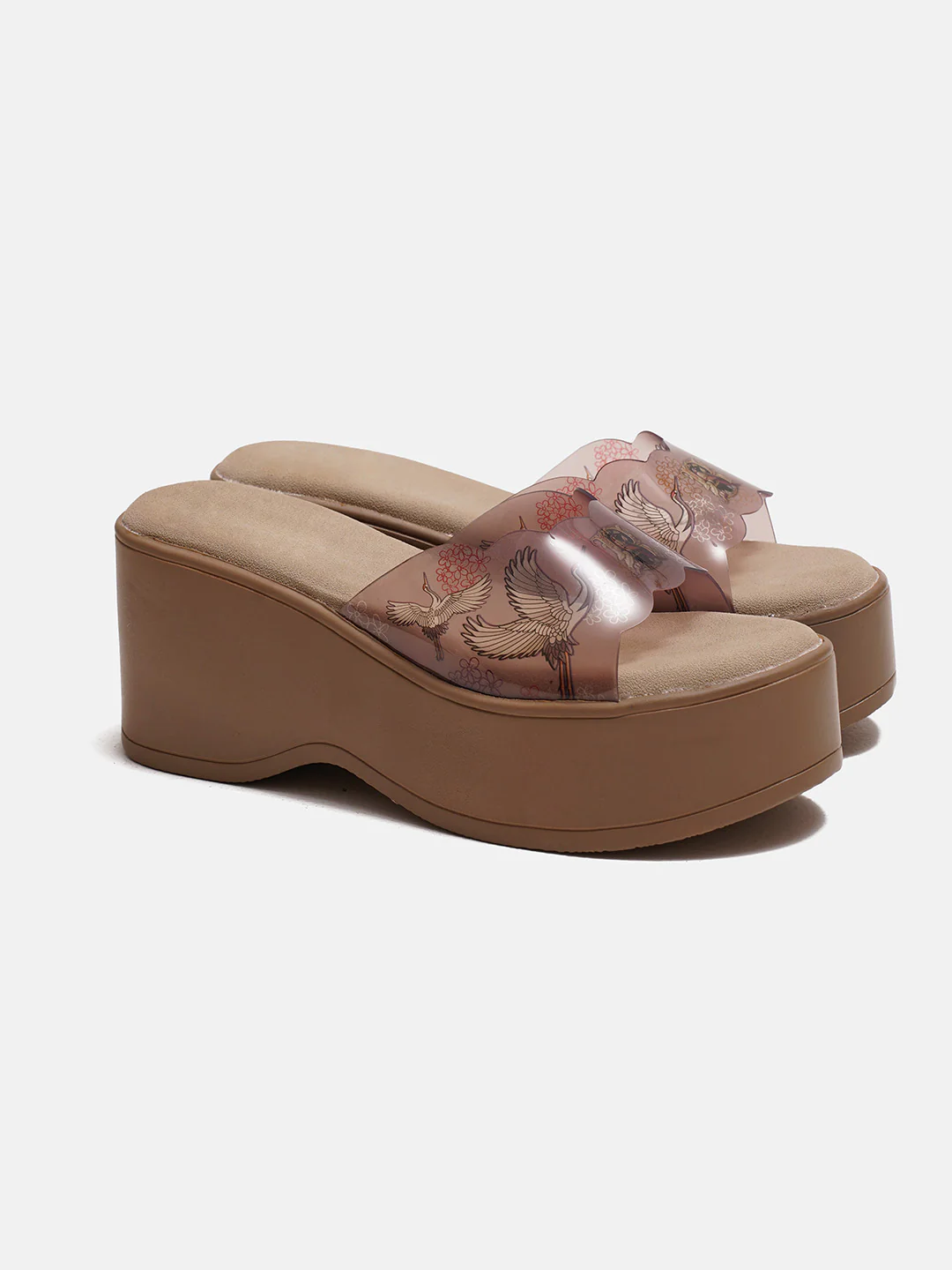 Transparent Strap Platform Wedge Slides - Image 13