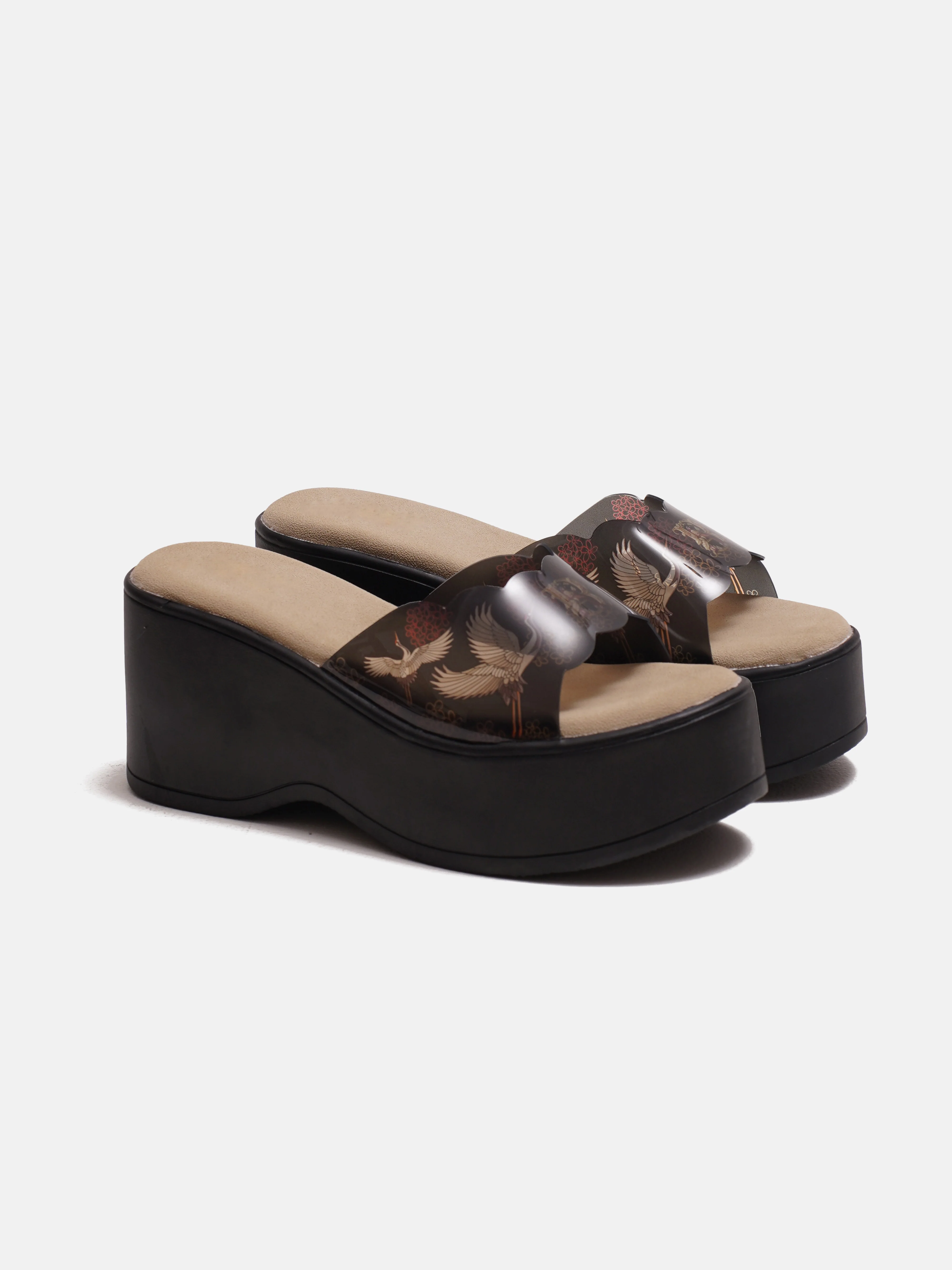 Transparent Strap Platform Wedge Slides - Image 14