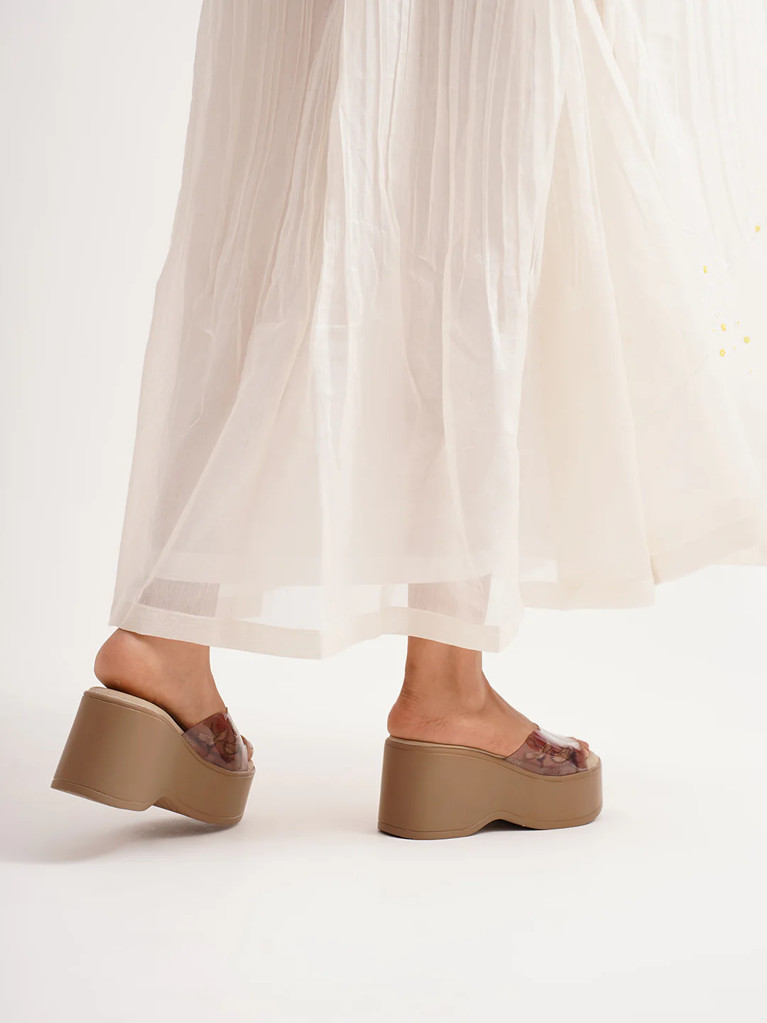 Transparent Strap Platform Wedge Slides - Image 4