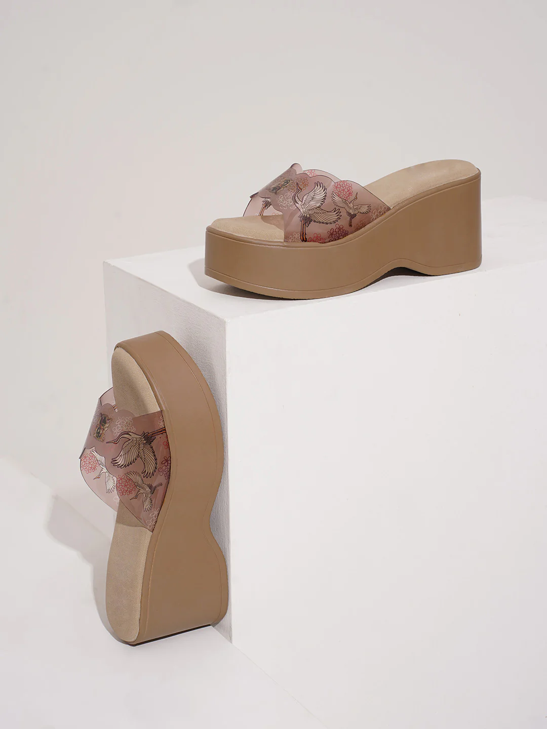 Transparent Strap Platform Wedge Slides - Image 5