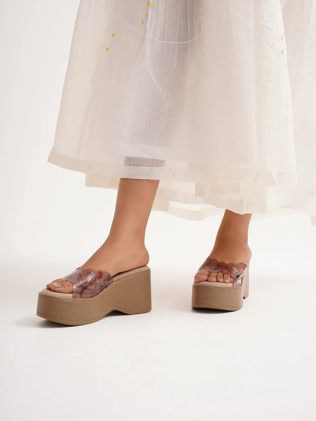 Transparent Strap Platform Wedge Slides - Image 7