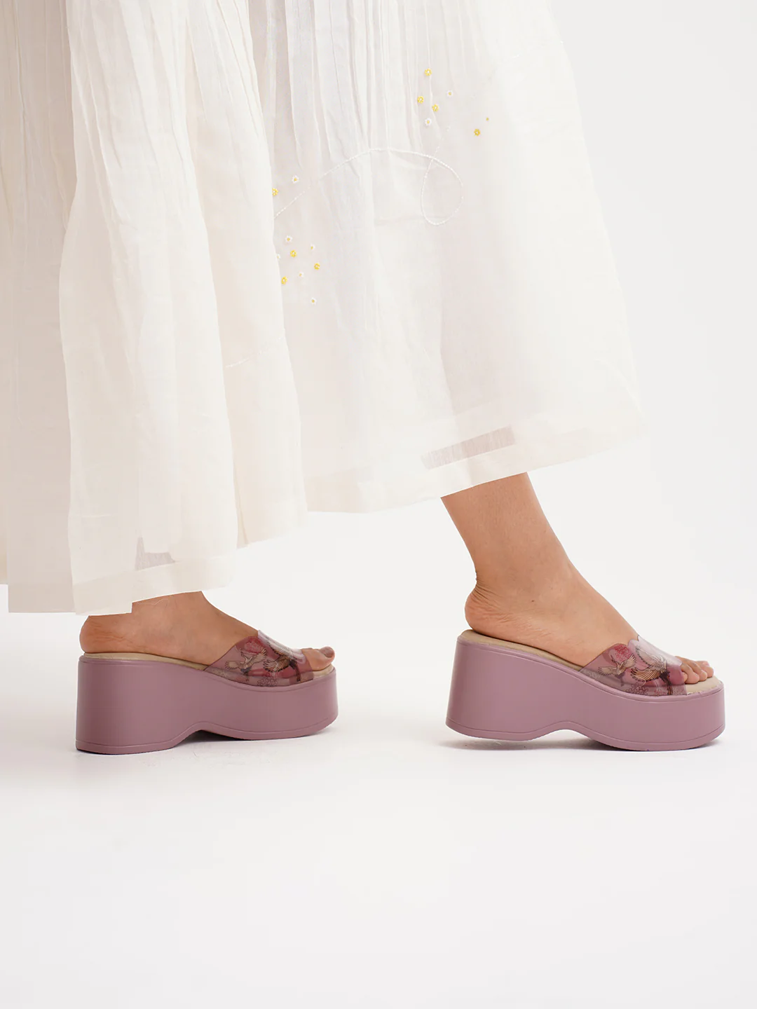 Transparent Strap Platform Wedge Slides - Image 8