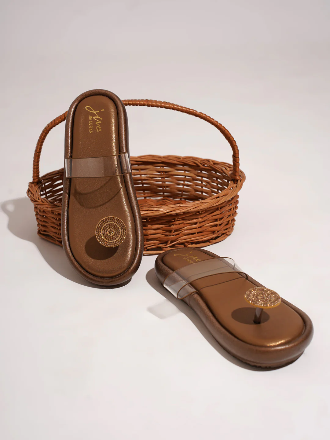 Transparent Strap Toe-Ring Slides with Cushioned Footbed