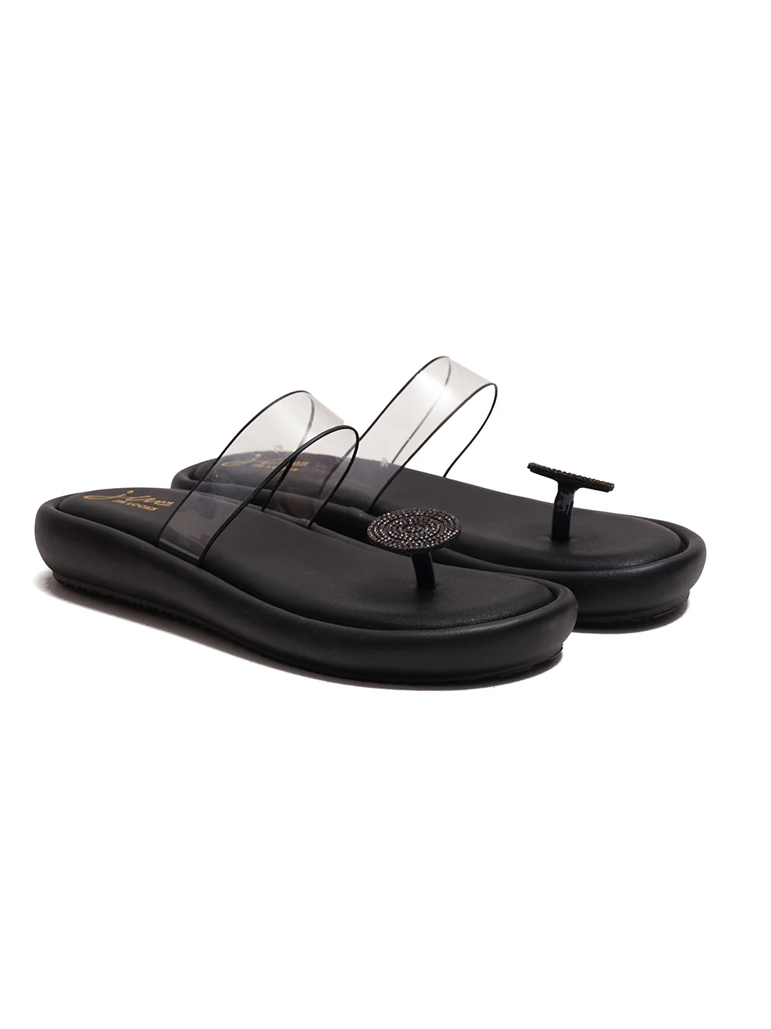 Transparent Strap Toe-Ring Slides with Cushioned Footbed - Image 11