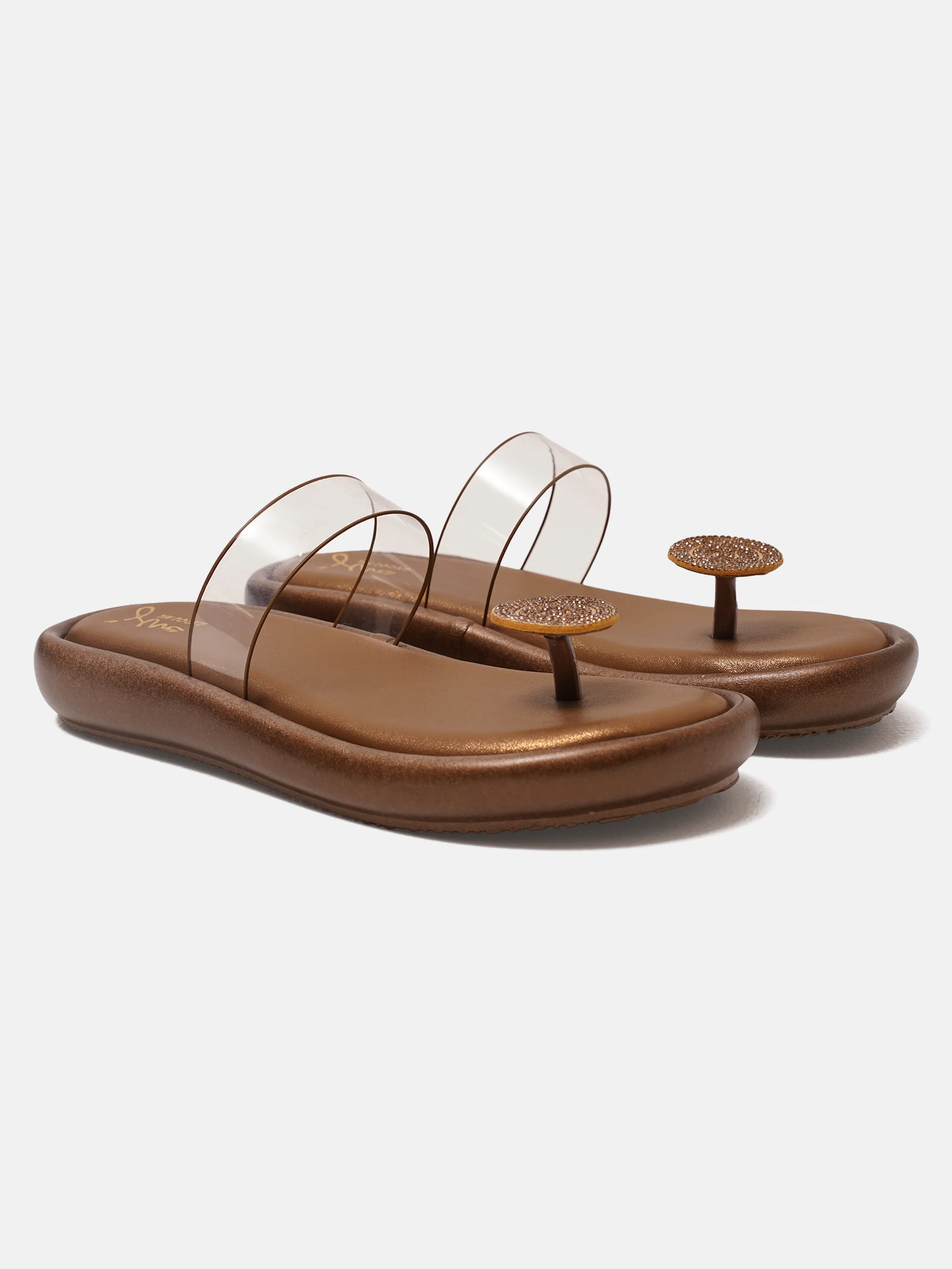 Transparent Strap Toe-Ring Slides with Cushioned Footbed - Image 5