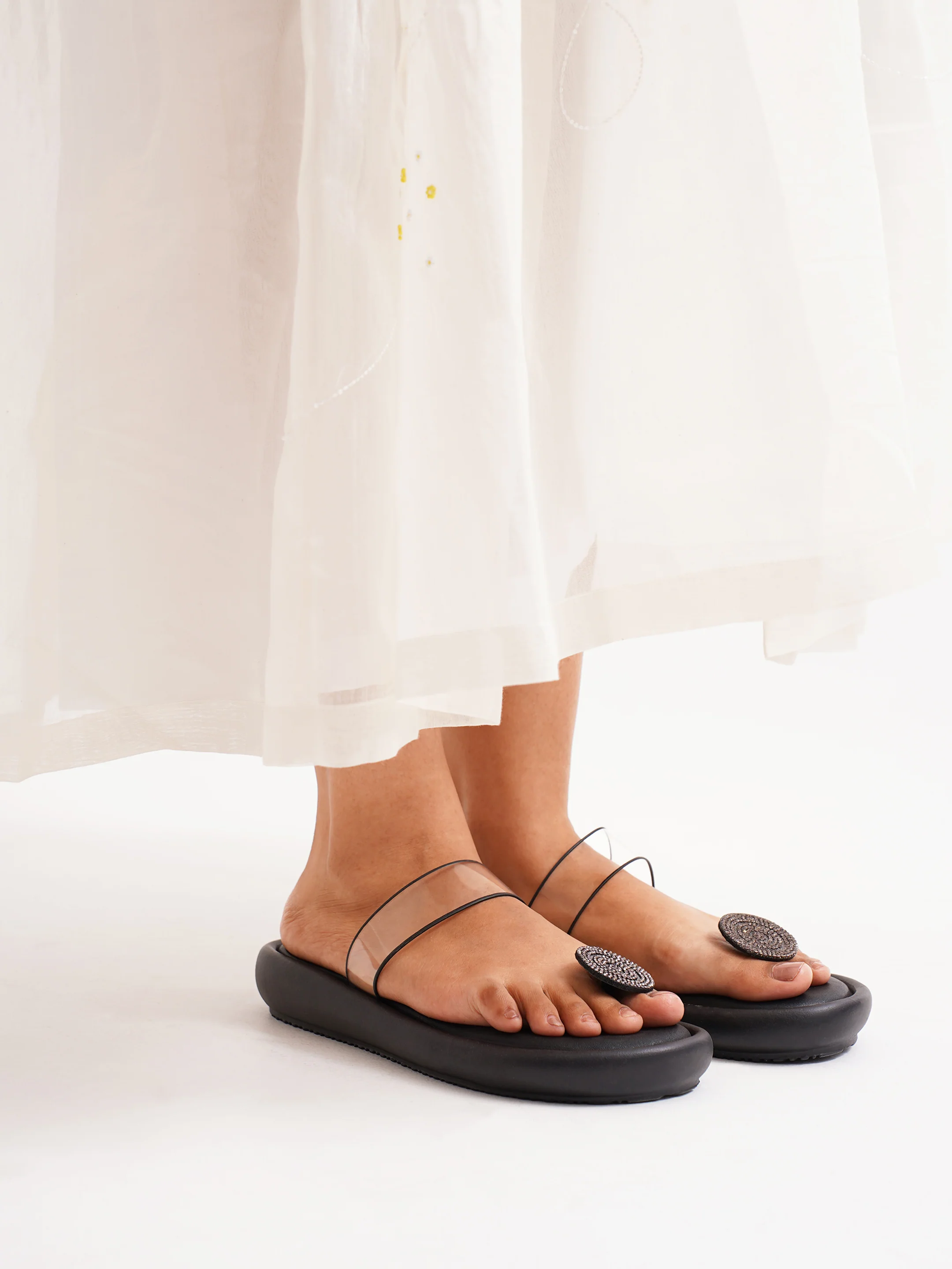 Transparent Strap Toe-Ring Slides with Cushioned Footbed - Image 7