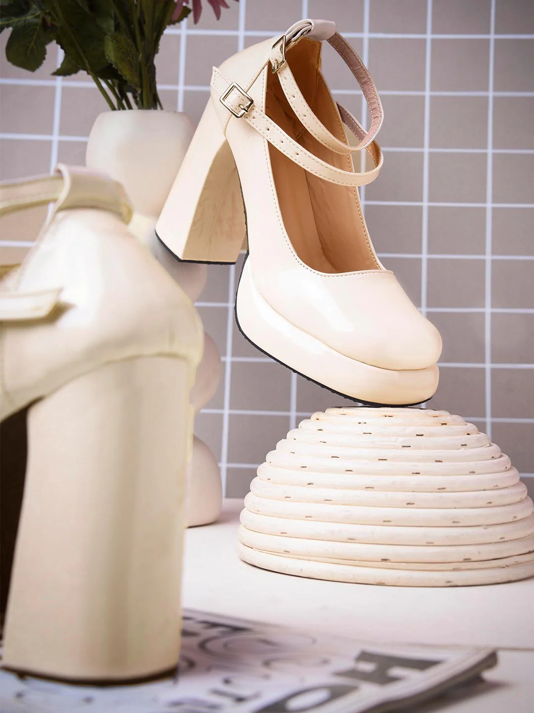 Trendy Double-Strap Block Heel Pumps - Image 16