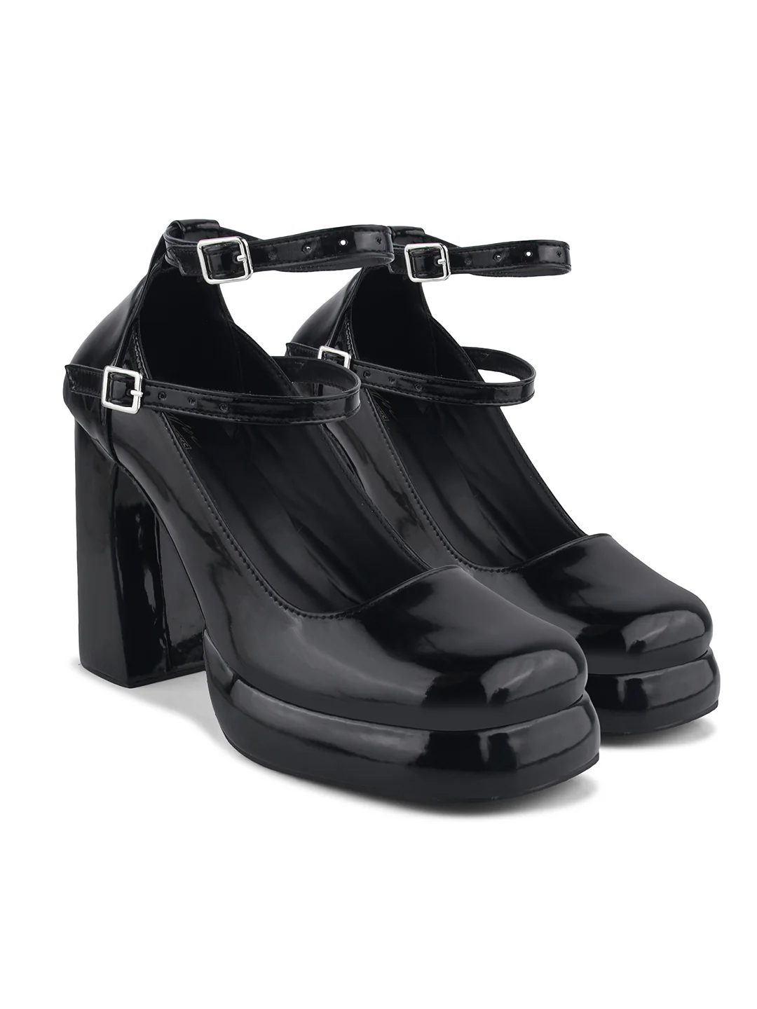 Trendy Double-Strap Block Heel Pumps - Image 7
