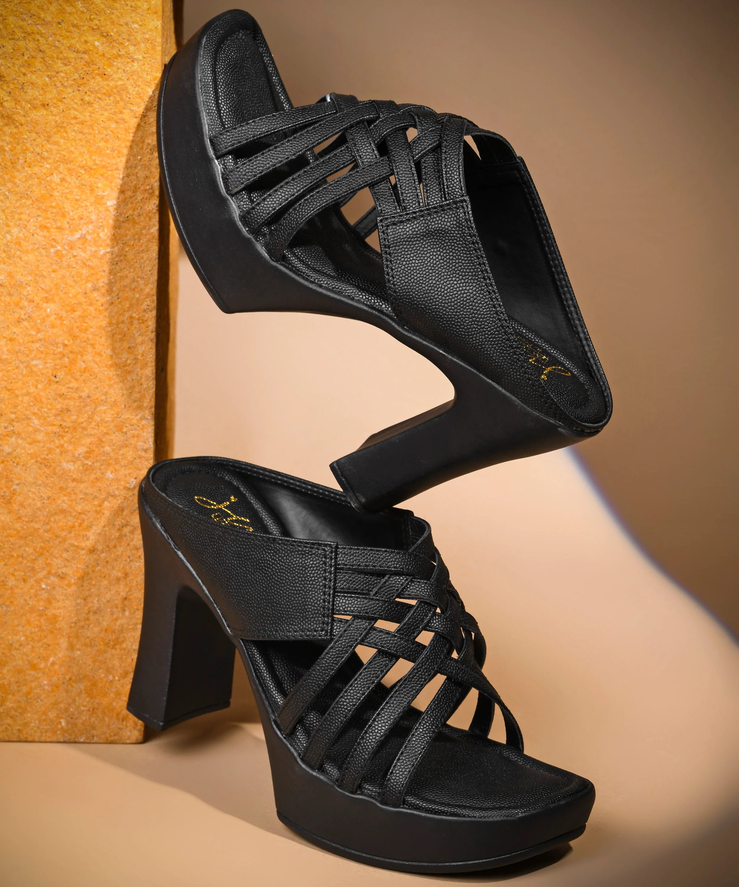 Trendy Multi-Strap Platform Heels - Image 4
