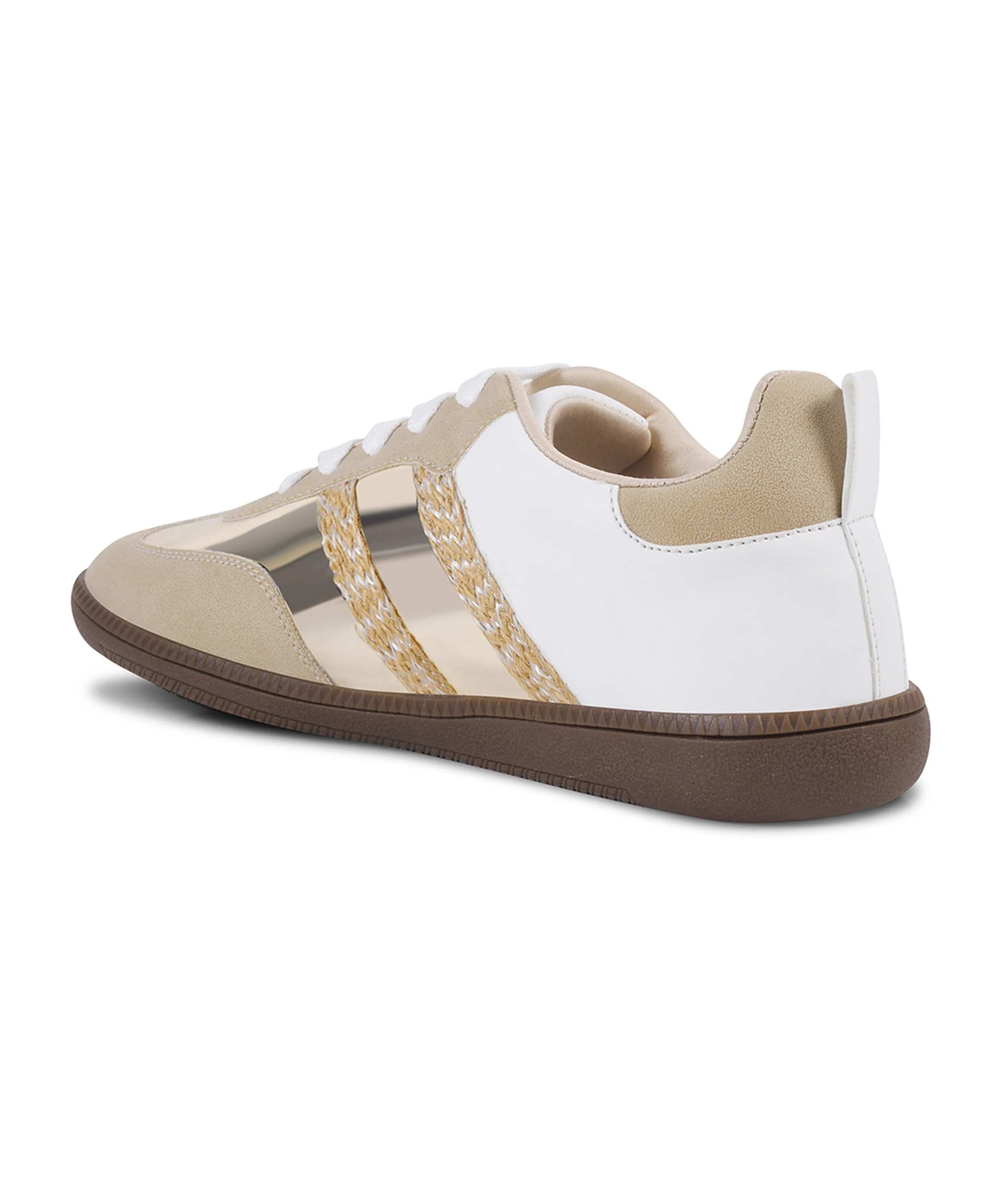 Trendy Sneakers with Metallic Panels & Braided Detailing - Image 3