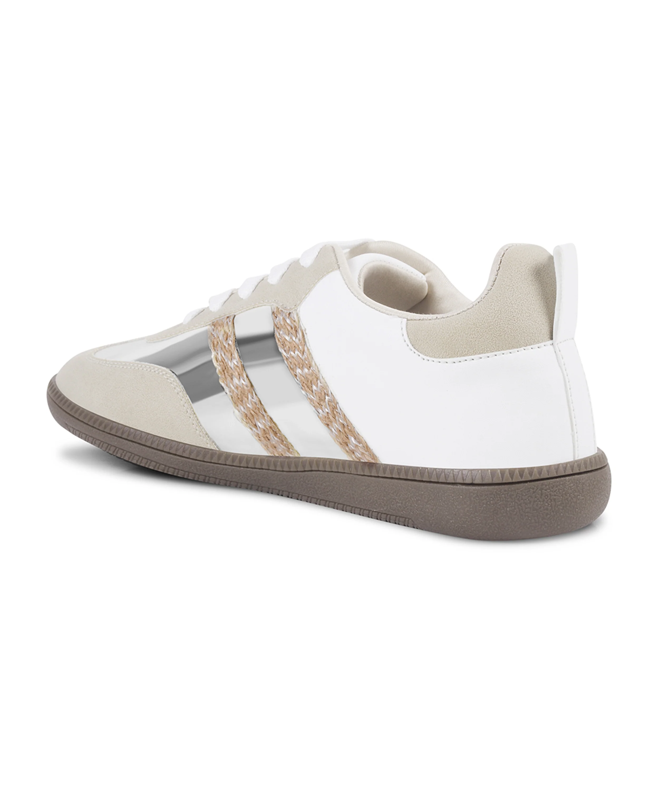 Trendy Sneakers with Metallic Panels & Braided Detailing - Image 5