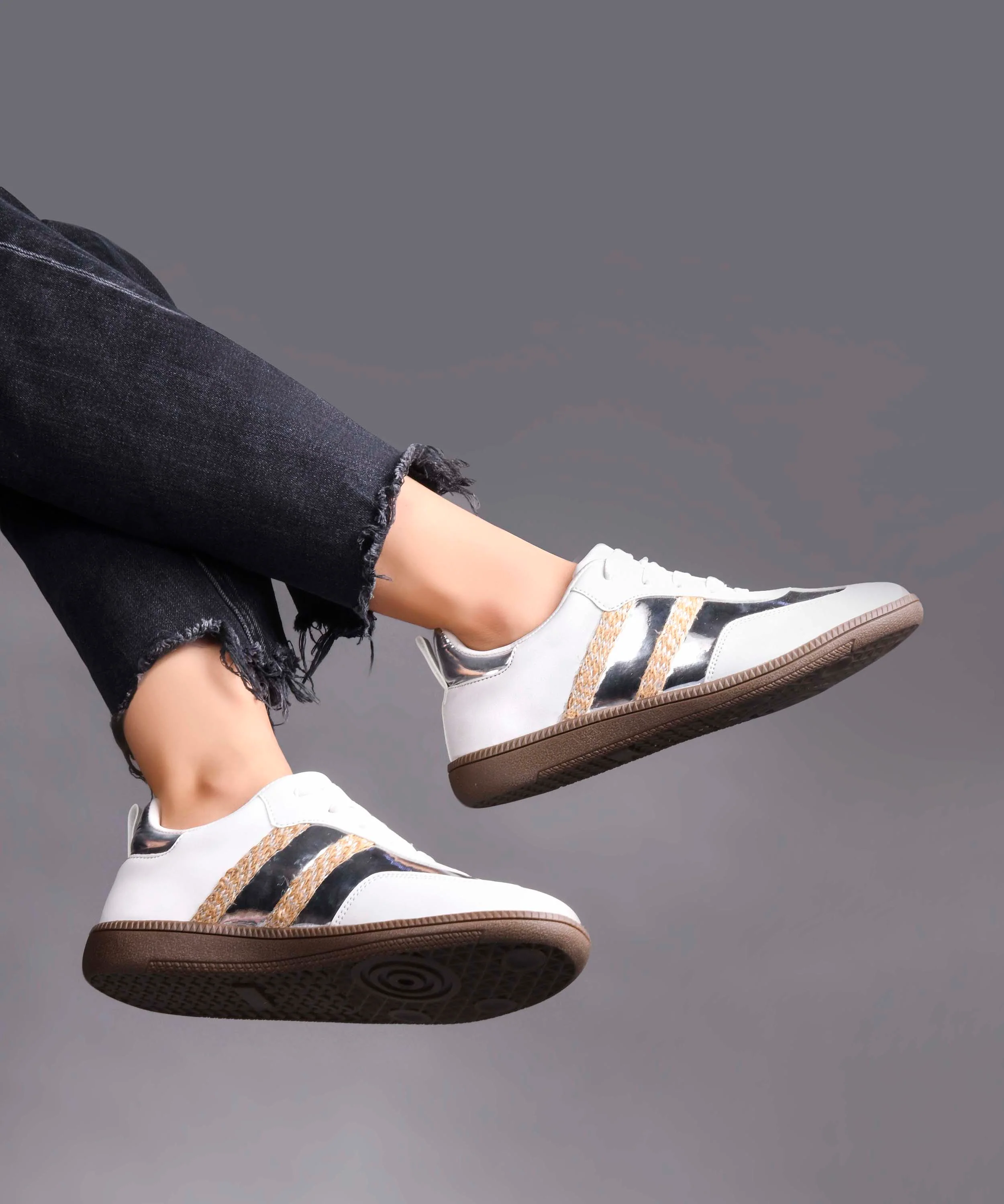 Trendy Sneakers with Metallic Panels & Braided Detailing - Image 7