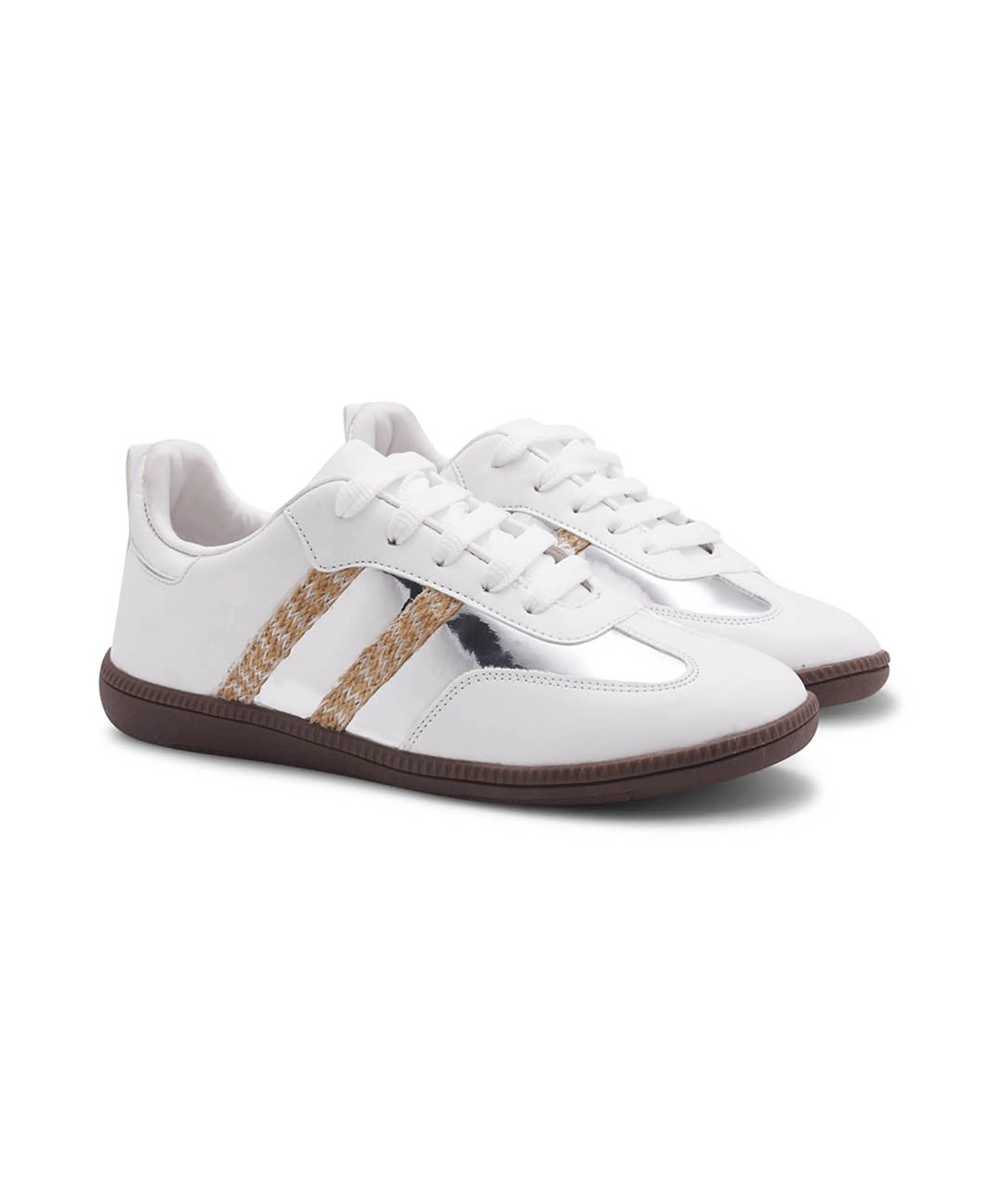 Trendy Sneakers with Metallic Panels & Braided Detailing - Image 8
