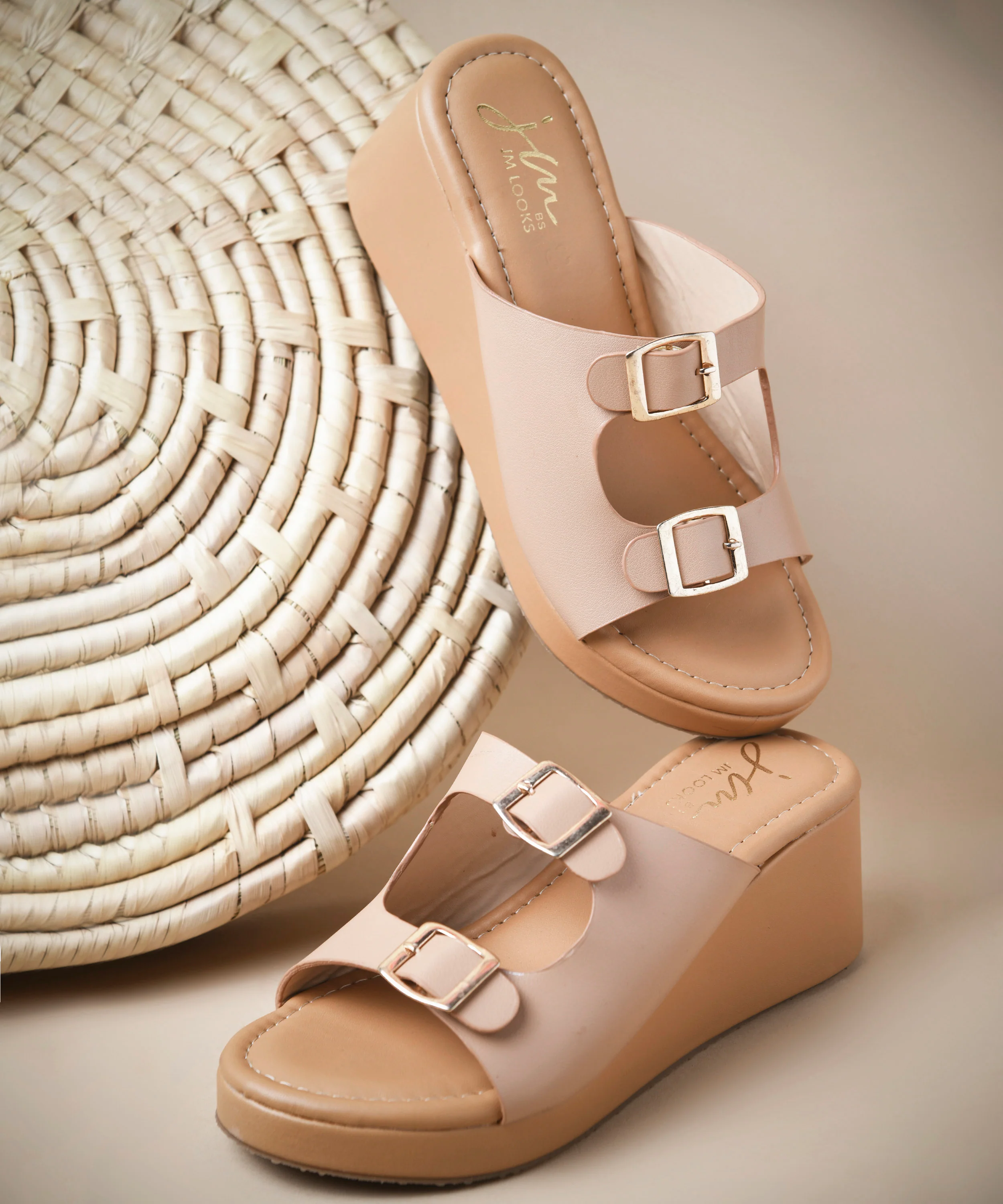 Twin Buckle Wedge Sandals - Image 10